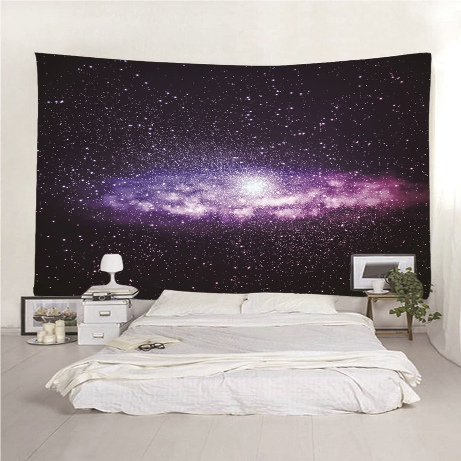 Starry Sky Universe Wall Tapestry for Men - Purple Polyester 350x256CM Home Decor for Bedroom, Living Room & Dorm