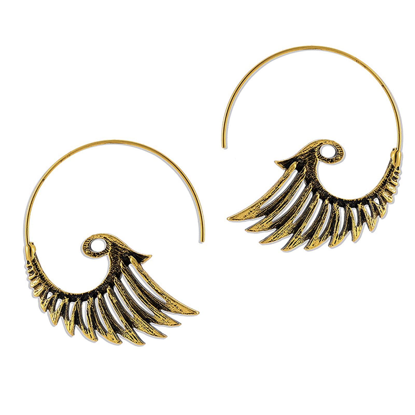Hislaves Fashion Women's Drop Earrings - Retro Spiral Peacock Alloy Dangle Hook Earrings for Women & Girls | Ethnic Style Jewelry for Parties, Weddings & Special Occasions