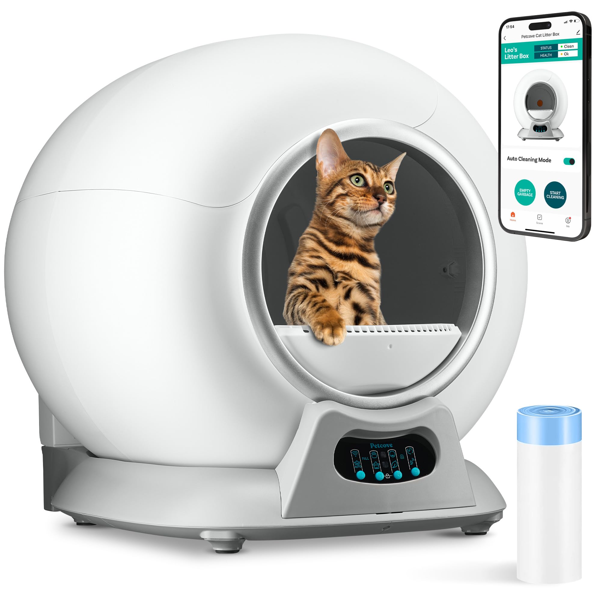 Self-Cleaning Cat Litter Box with Auto Safety Sensors for Multiple Cats - Smart WiFi-Enabled Automatic Litter Box with Odor Control & App Control - Perfect for Busy Pet Owners & Multi-Cat Households