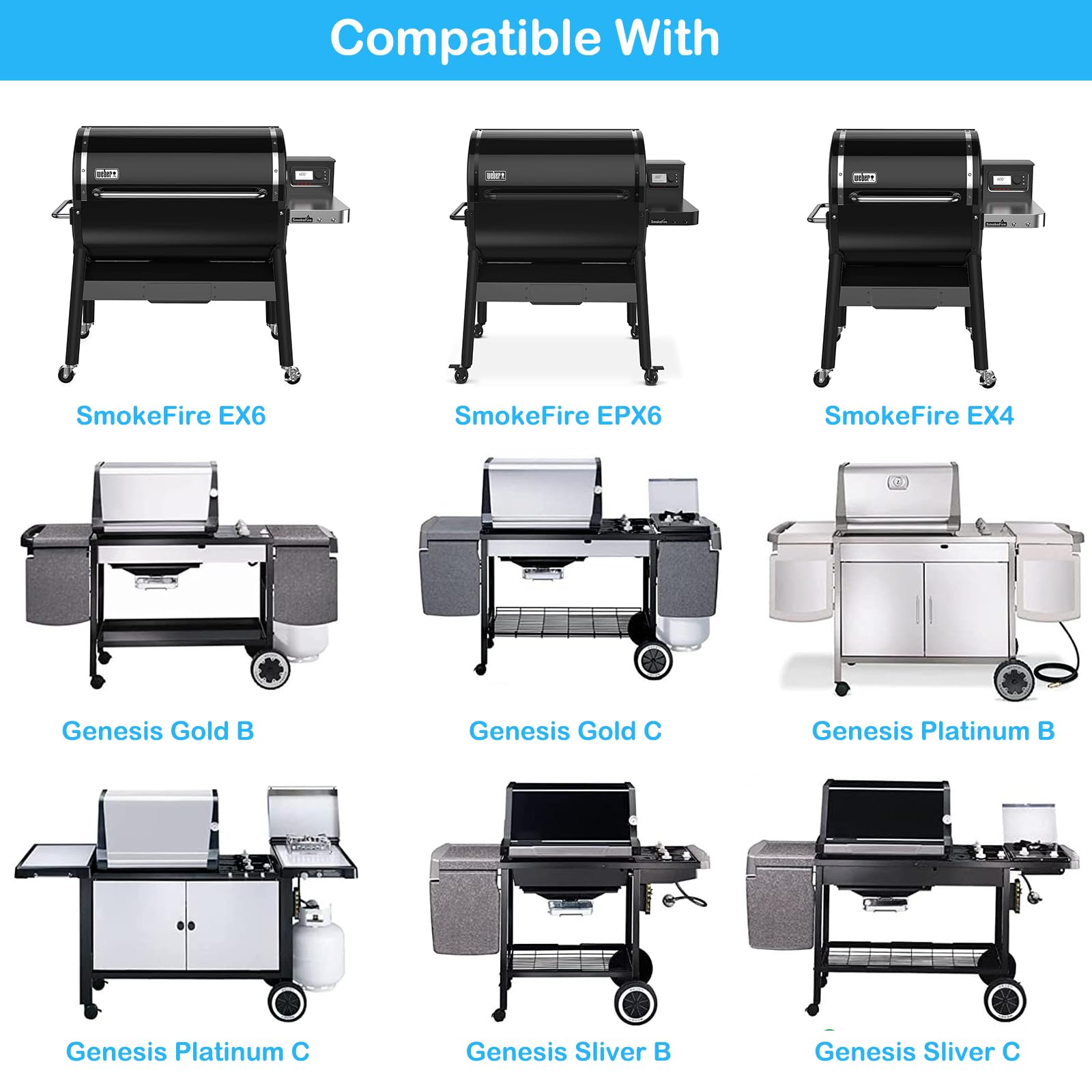 Reversible Cast Iron Griddle for Weber Spirit 300 Series (E-310, S-310, E-315, S-315, E-320, E-330) & Spirit II E310 - Compatible with Weber GS4, Spirit 300/700, Genesis Silver B/C & Gold B/C Series - Perfect for Outdoor Grilling, BBQ, and Camping Cooking