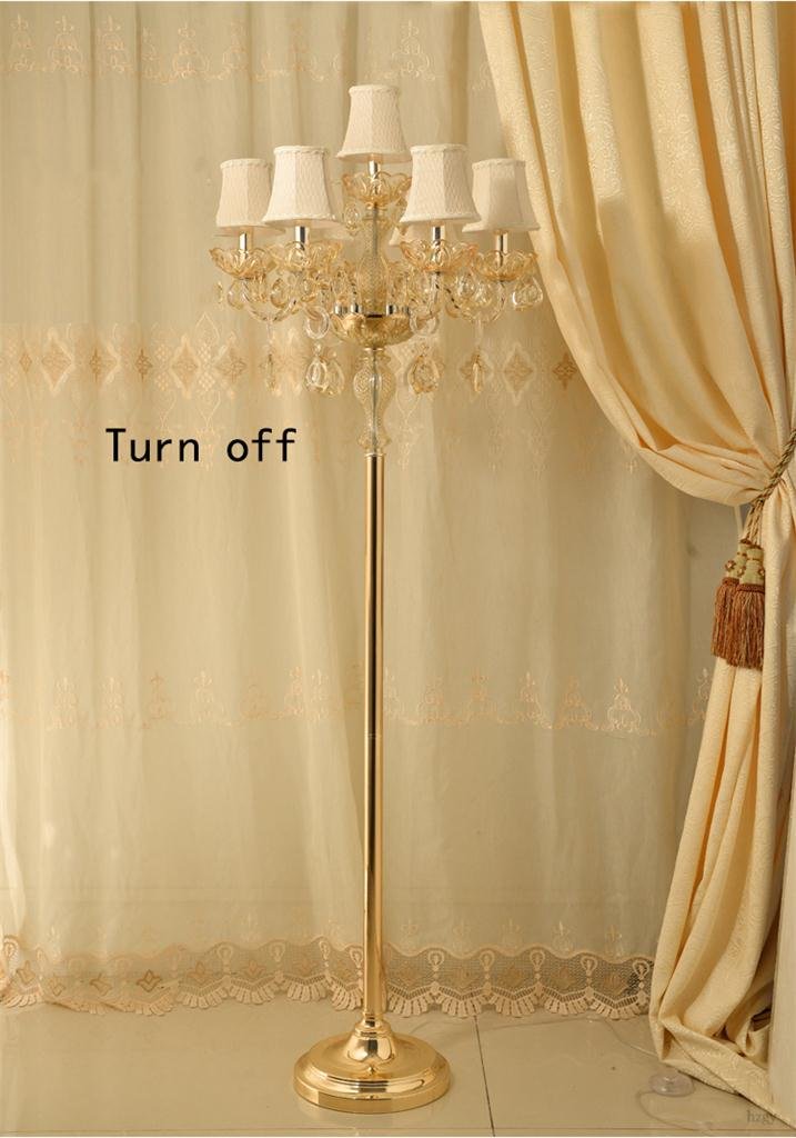 European Gold Crystal Floor Lamp with Cloth Lampshade - Luxury Creative E14 Reading & Craft Light for Living Room & Bedroom - Perfect for Cozy Reading Nooks and Elegant Home Decor (7 Heads)