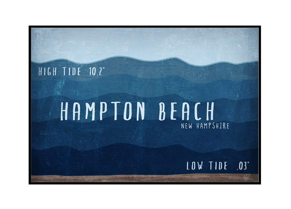 Hampton Beach New Hampshire Ocean Art - High Tide Low Tide Framed Canvas Print 36x24 - Perfect for Coastal Home Decor & Beach House Wall Art