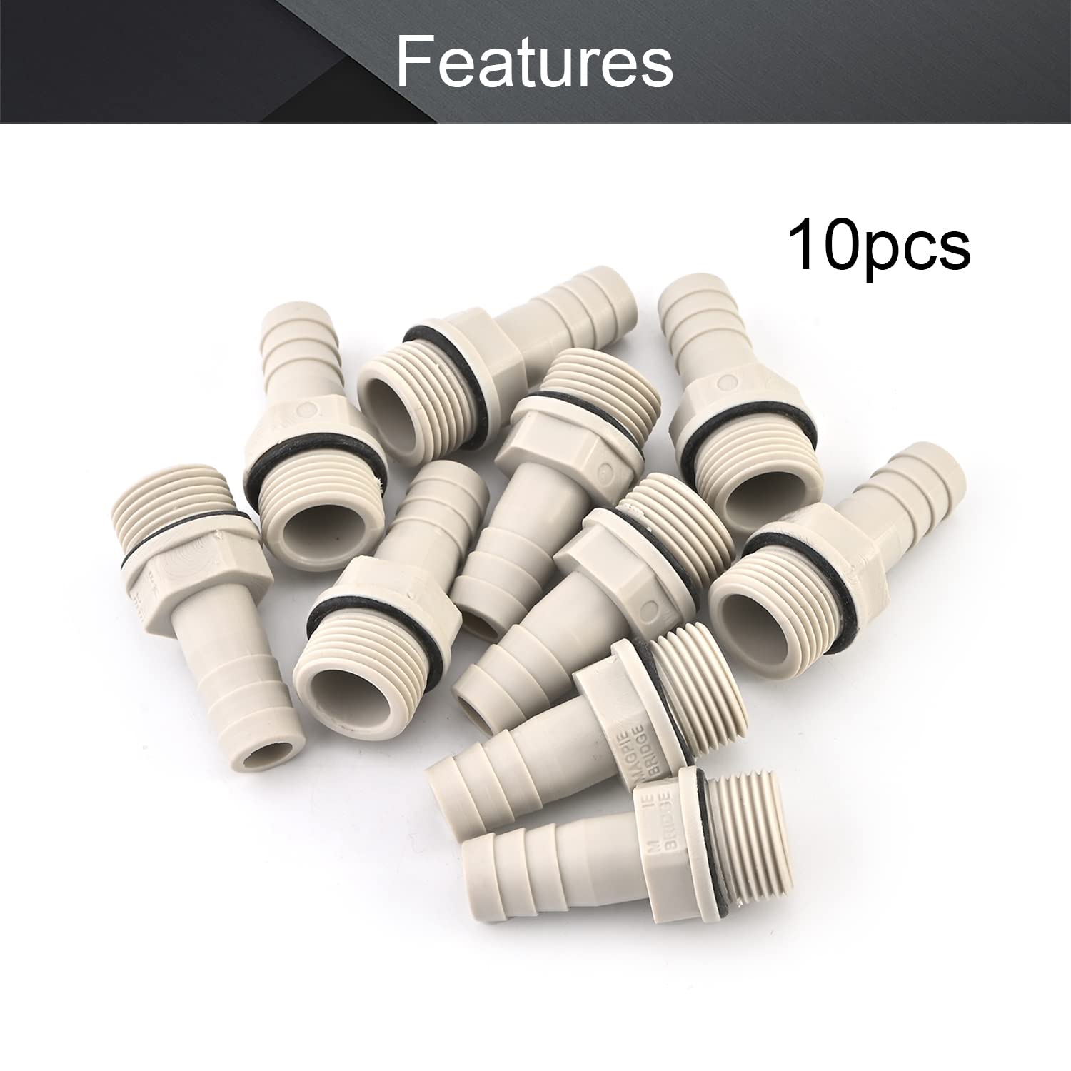 Othmro G3/8 10Pcs Hose Connector - 16.2mm Fitting to 12mm Hose Barb Adapter, PVC Male Thread Pipe Fittings for Garden Hose, Tube & Water Pipe Connections (10-Pack) - Perfect for Irrigation Systems, DIY Plumbing & Outdoor Watering