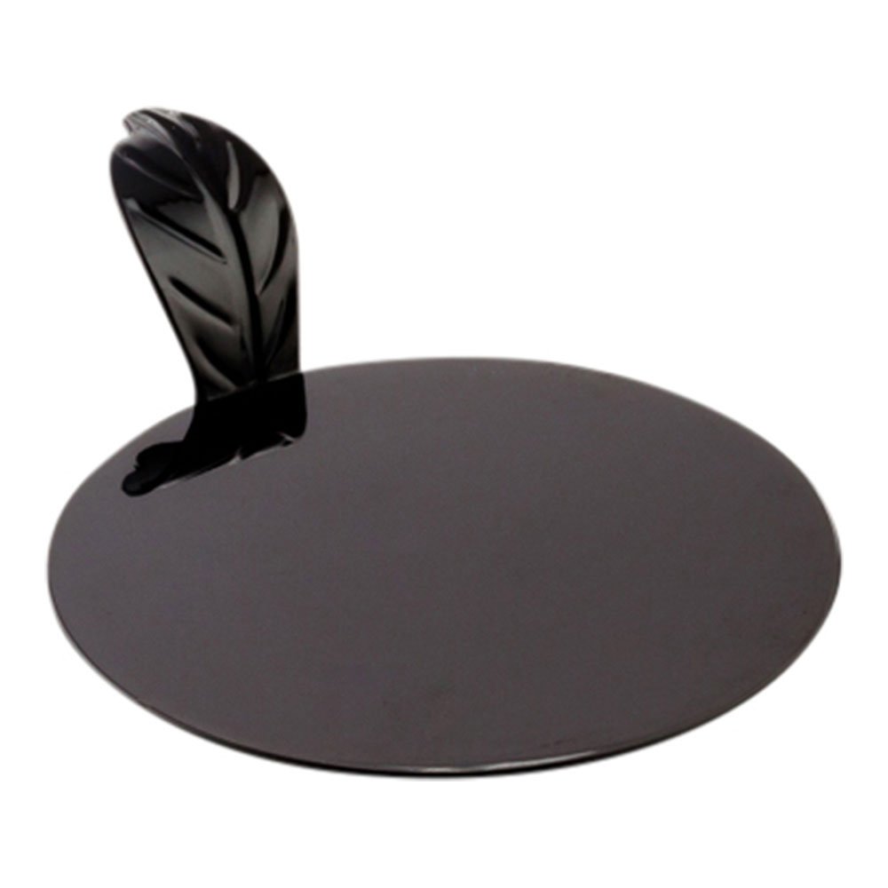 100-Pack Disposable Black Plastic Appetizer Plates 3x3x1 Inch - Round Pastry Dessert Plates with Built-In Handle for Easy Serving | Perfect for Parties, Catering & Restaurants