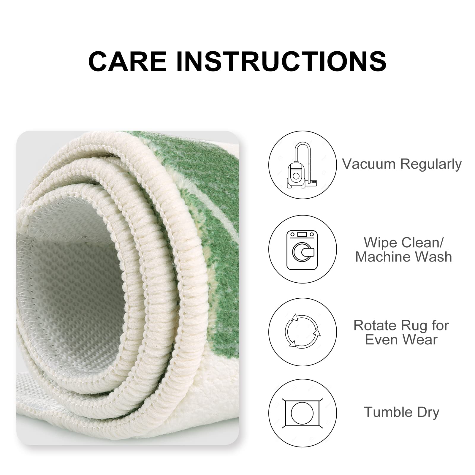 Lukinbox Green Leaf Washable Bathroom Runner Rug - Non-Slip Soft Velvet Bath Mat, Extra-Long 24
