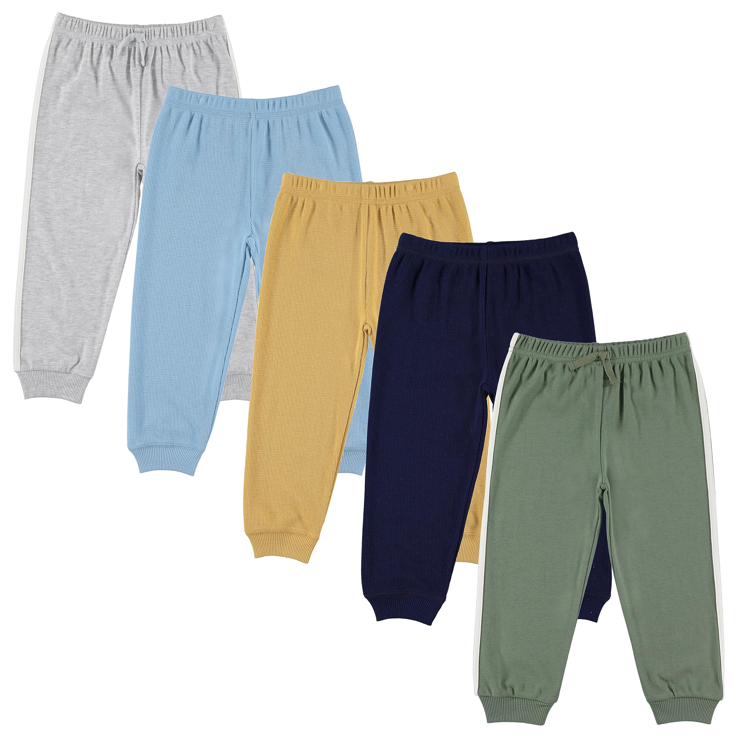 **Cudlie 5-Pack Boys' Jogger Pants - Lightweight Tapered Sweatpants for Toddlers & Kids - Comfortable Lounge Pants for Playtime, School & Everyday Wear**