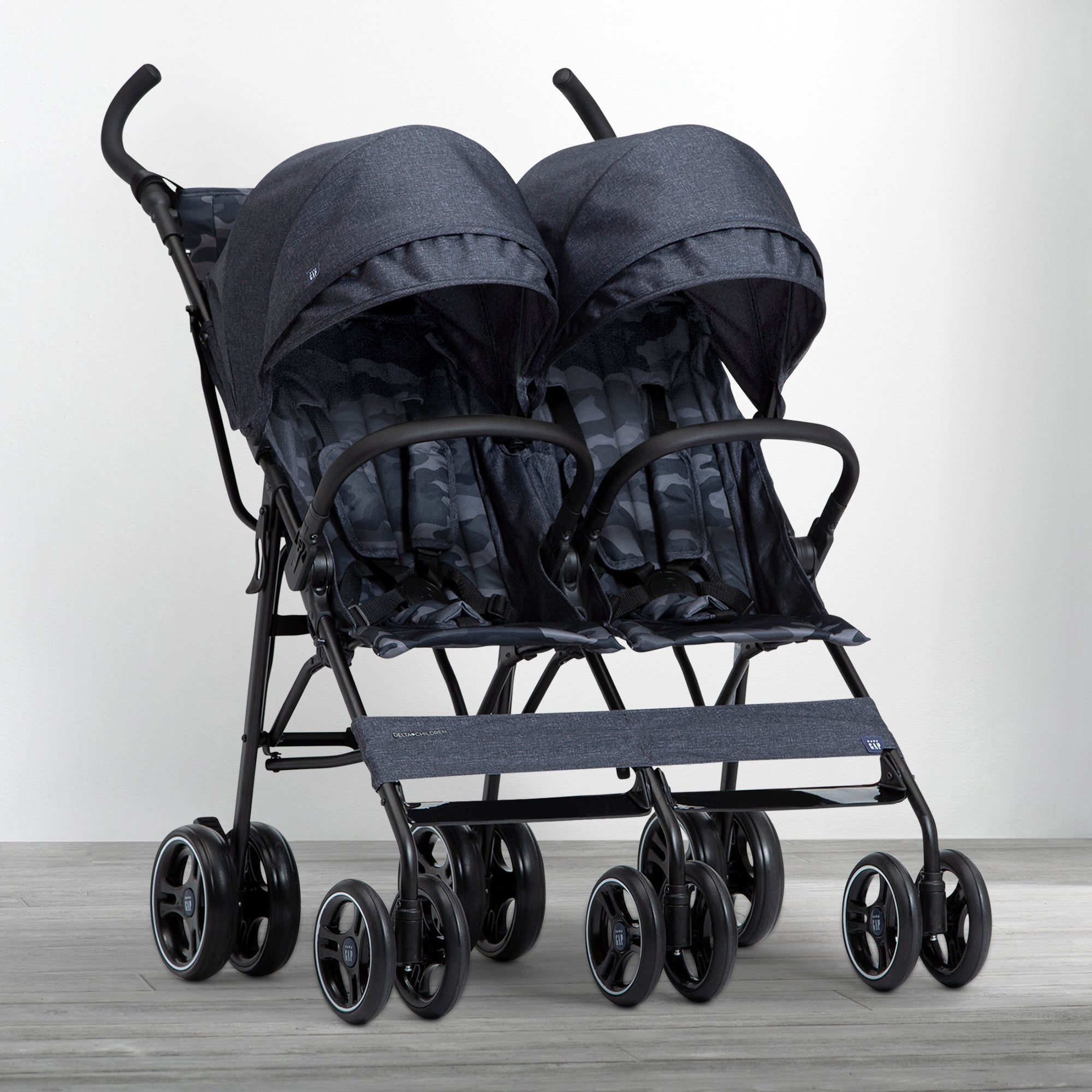 BabyGap Classic Side by Side Double Stroller - Lightweight Compact Twin Stroller for Toddlers & Infants - Perfect for Shopping, Travel & Outdoor Walks