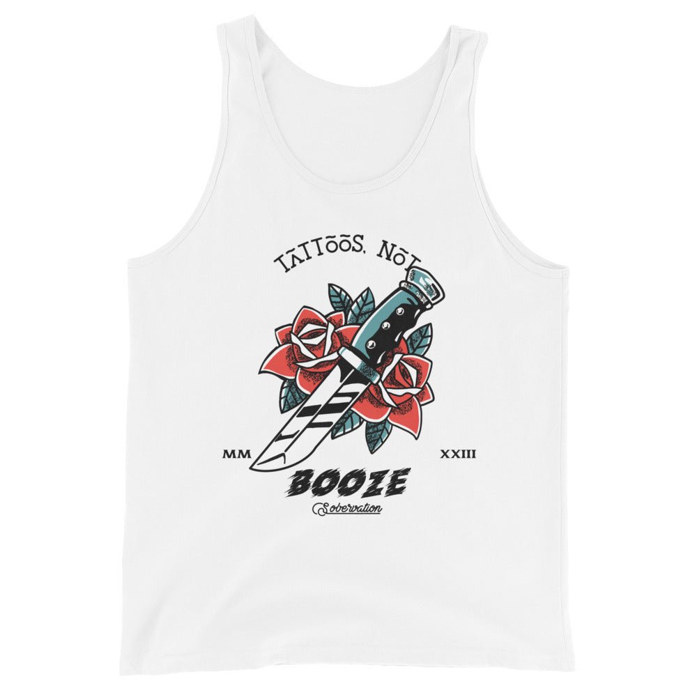 Men's Rose Dagger Graphic Tank Top - Vintage Tattoo Inspired Muscle Tee for Gym, Streetwear & Summer Outfits