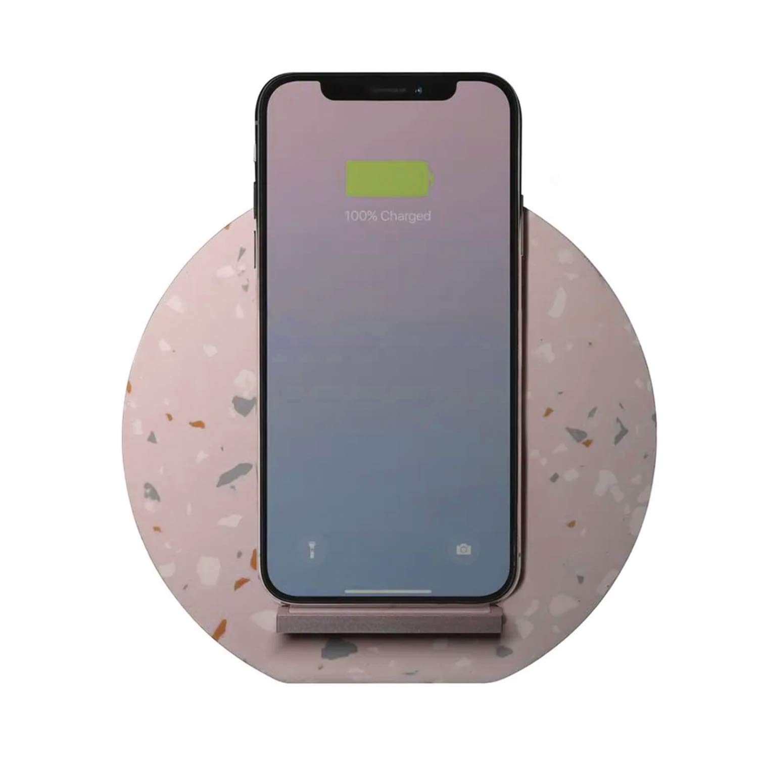 NATIVE UNION Dock Wireless Charger TERRAZZO Edition - Fast Qi-Certified Charging Stand for iPhone, Samsung, AirPods - Stylish Home & Office Desk Accessory