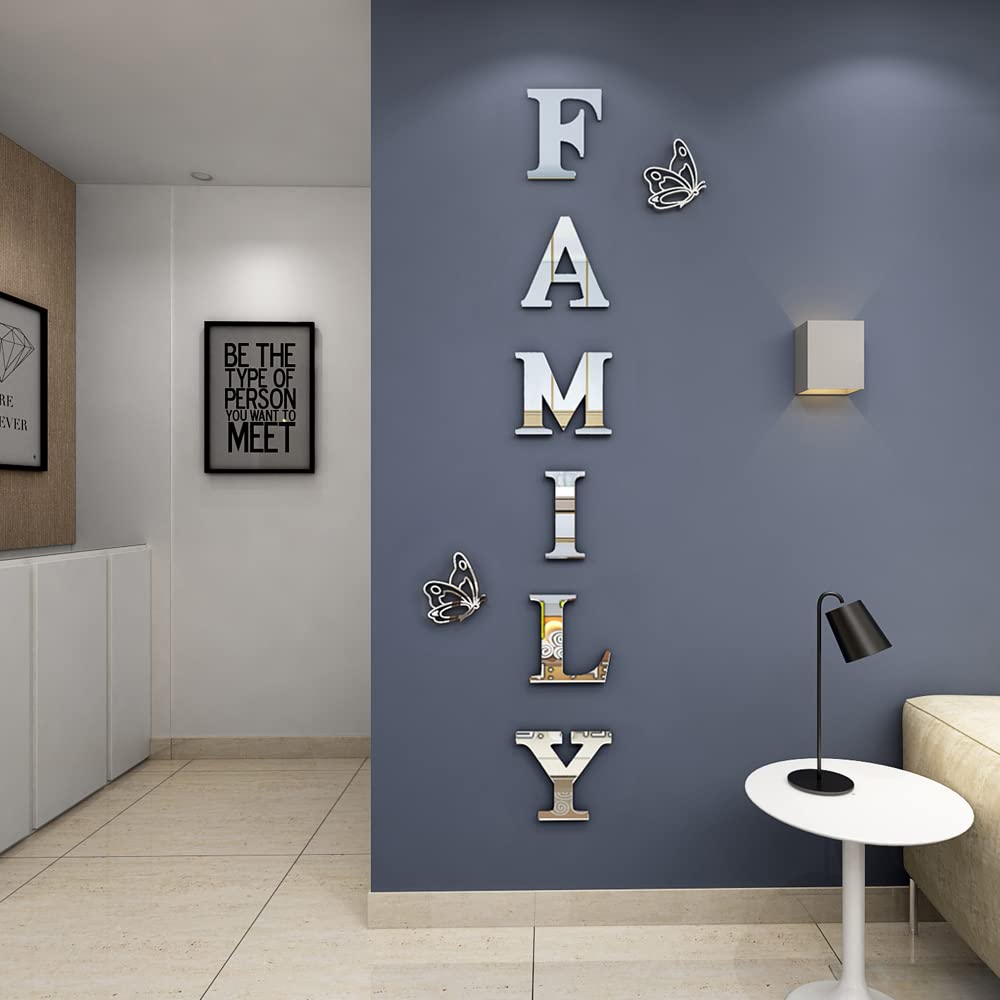 Acrylic Mirror Wall Stickers - Silver 61x23 for Living Room & Bedroom Decor