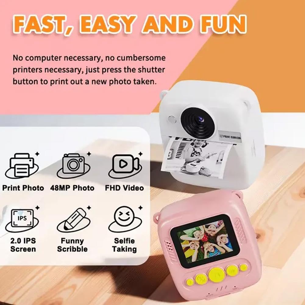 Instant Print Camera for Kids - Portable Digital Camera with Instant Photos, Fun Toddler Toy for Boys & Girls (Purple) - Perfect Birthday Gifts for Children - Capture Travel, Family Moments & School Events - Great for Parties, Vacations & Everyday Adventures