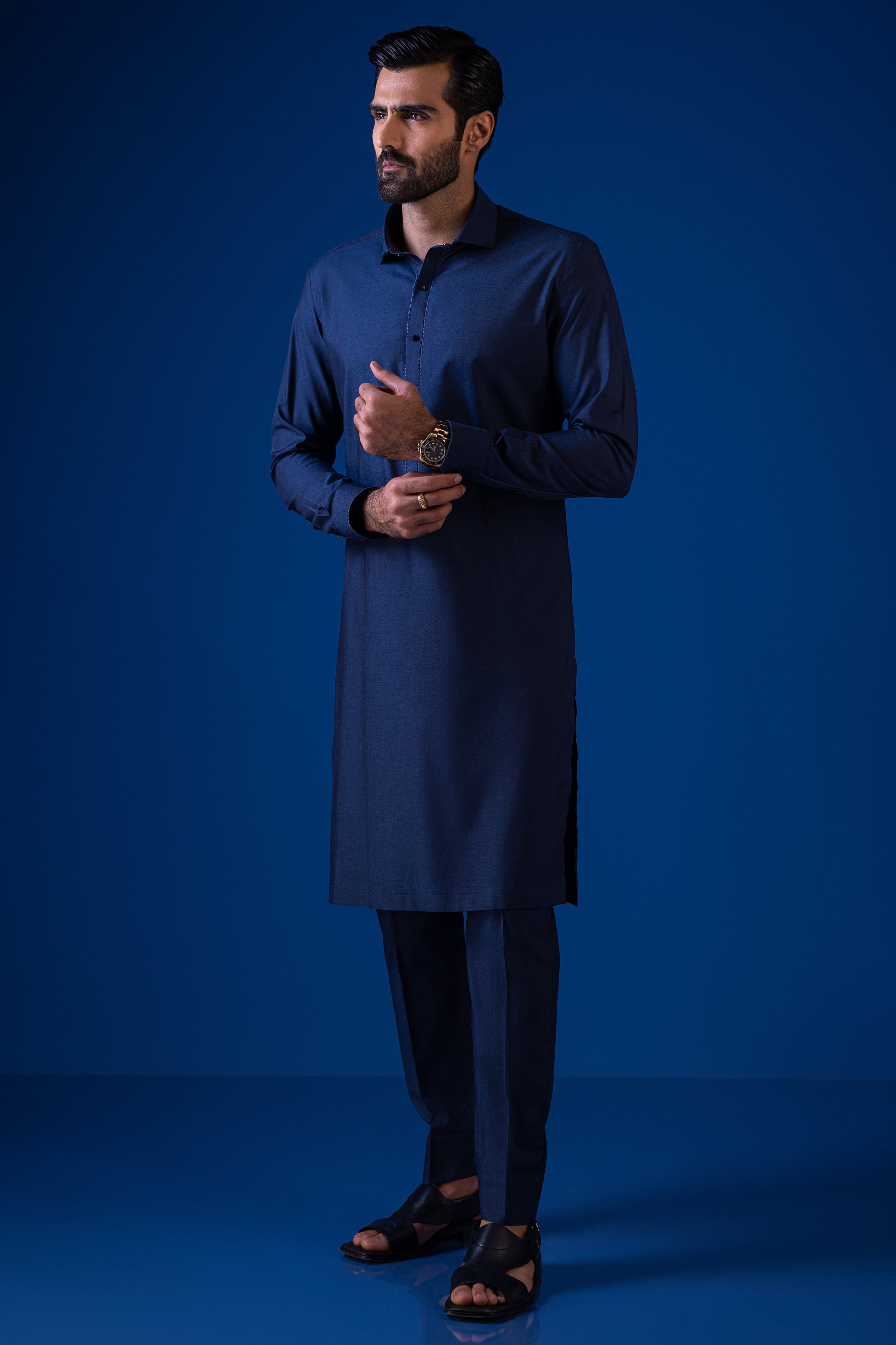 Stylish Cotton Prussian Blue Kurta Trouser Set for Men & Women - Comfortable Ethnic Wear for Festivals, Weddings & Cultural Events