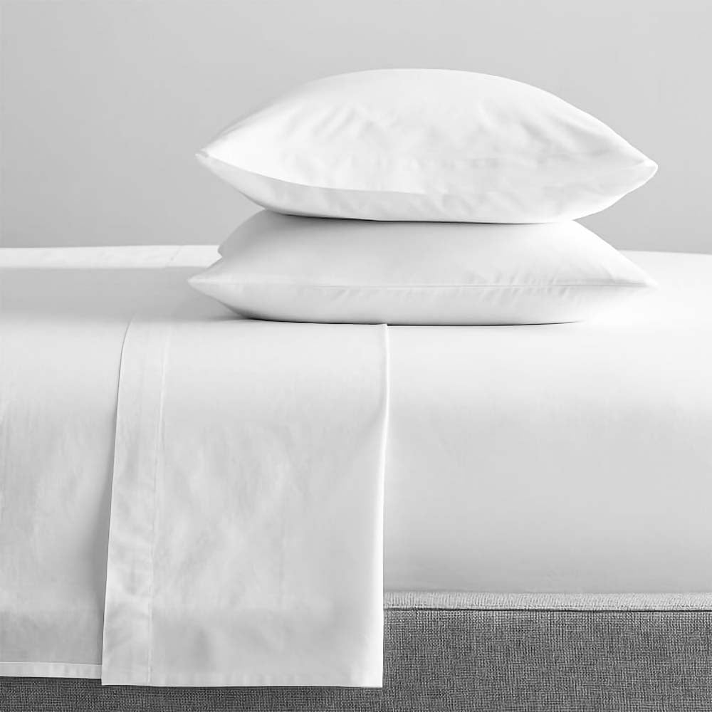 100% Organic Cotton Percale Sheet Set 300 Thread Count - White Long Single Bed Size | Ultra Soft & Breathable Bedding for Hotels, Dorms & Guest Rooms