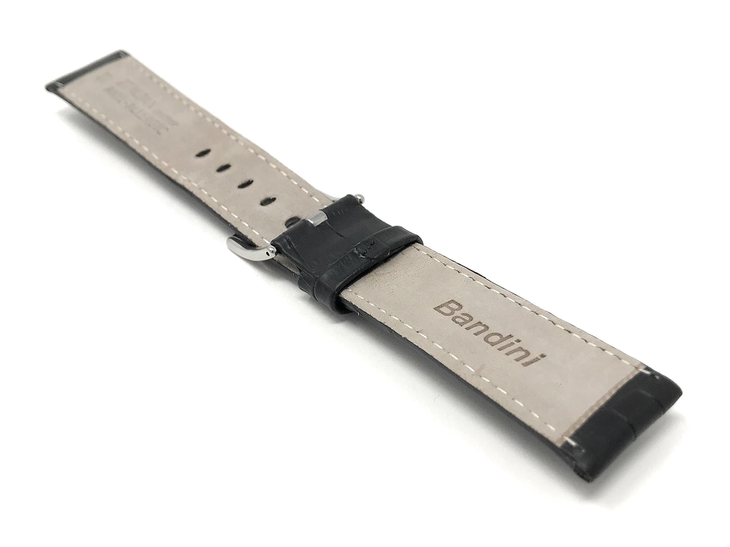 18mm Alligator Leather Watch Band for Men - Classic & Smart Watch Strap Replacement - Black for Daily Wear & Office