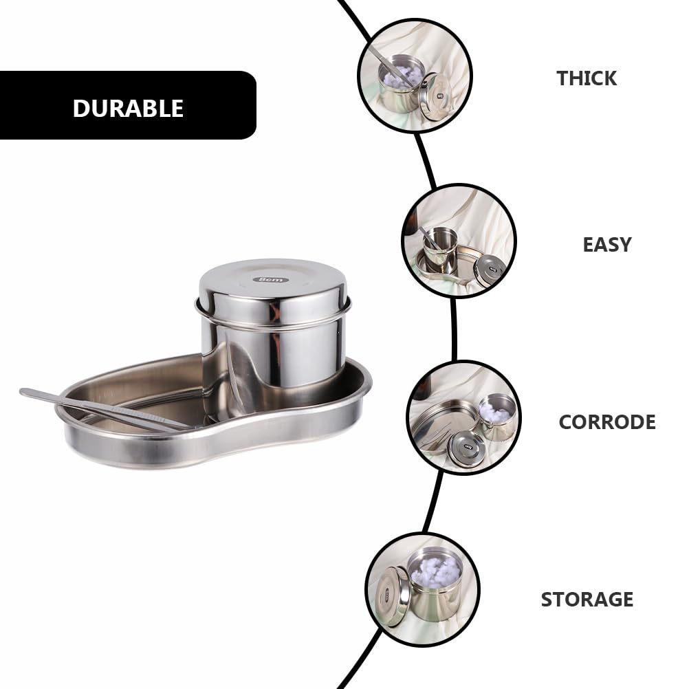 iplusmile 2-Piece Stainless Steel Medical Instrument Tray Set with Sterilizer Jar & Tweezer - Surgical, Tattoo & Dental Sterilization Tool for Clinics, Salons & Home Use