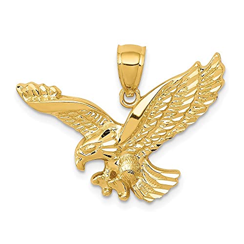 14k Yellow Gold Eagle Pendant for Women - Handcrafted Textured Polished Jewelry - Perfect Gift for Birthday, Anniversary & Special Occasions | Auriga Fine Jewelry
