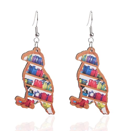Wooden Bird Book Earring