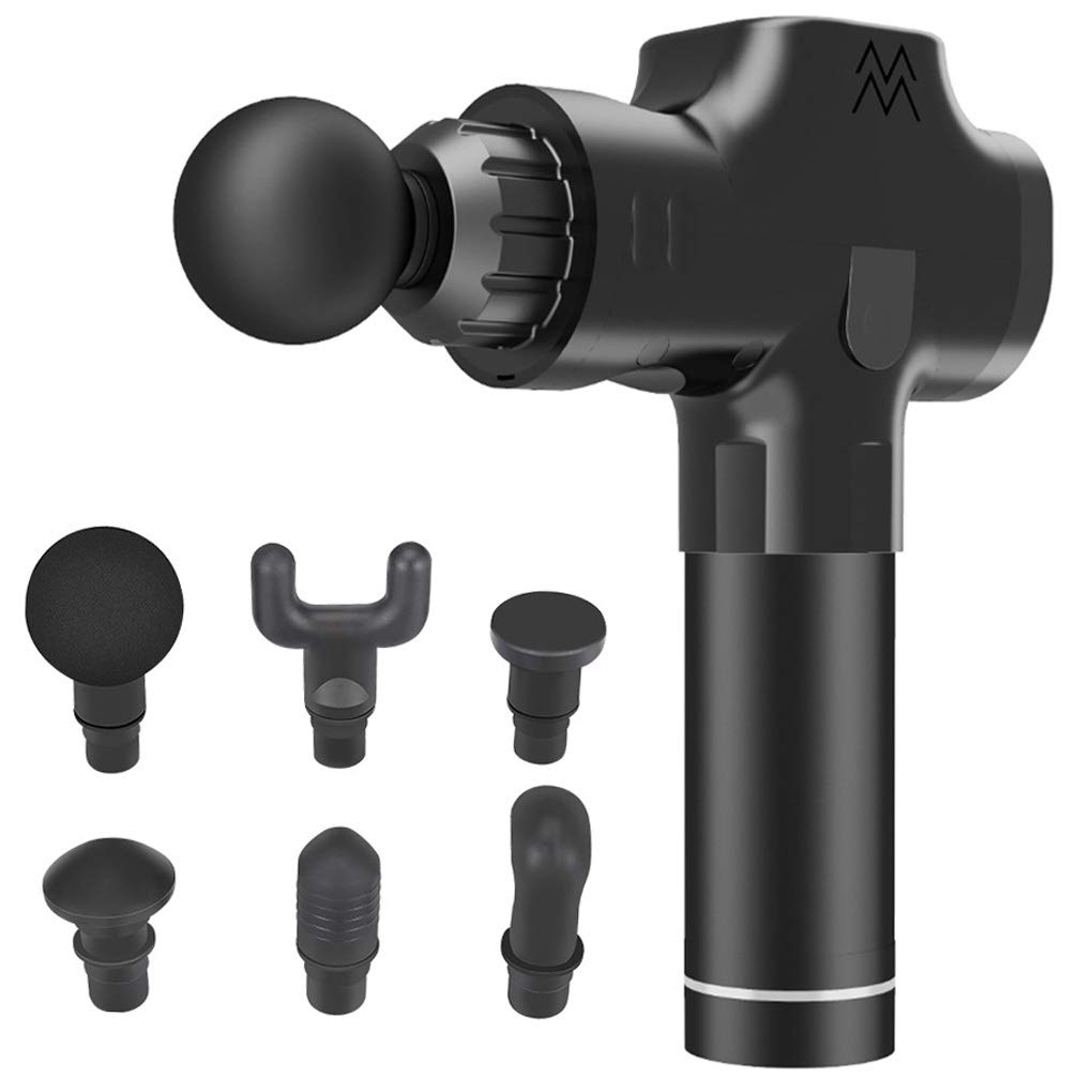 XIMIXI Deep Tissue Percussion Massage Gun - 20 Speed Levels, LCD Display, 6 Interchangeable Heads for Muscle Recovery & Pain Relief | Portable Electric Massager for Athletes, Gym, Office & Home Use