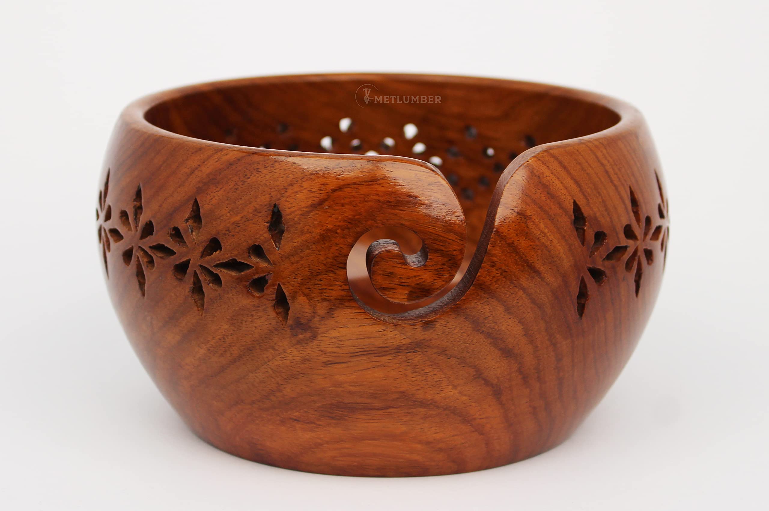 Handcrafted Rosewood Yarn Bowl for Knitting & Crocheting - Premium Wooden Yarn Storage Holder with Smooth Edges for Smooth Yarn Feeding - Perfect for Knitting, Crochet, Weaving & Craft Projects at Home or On-The-Go