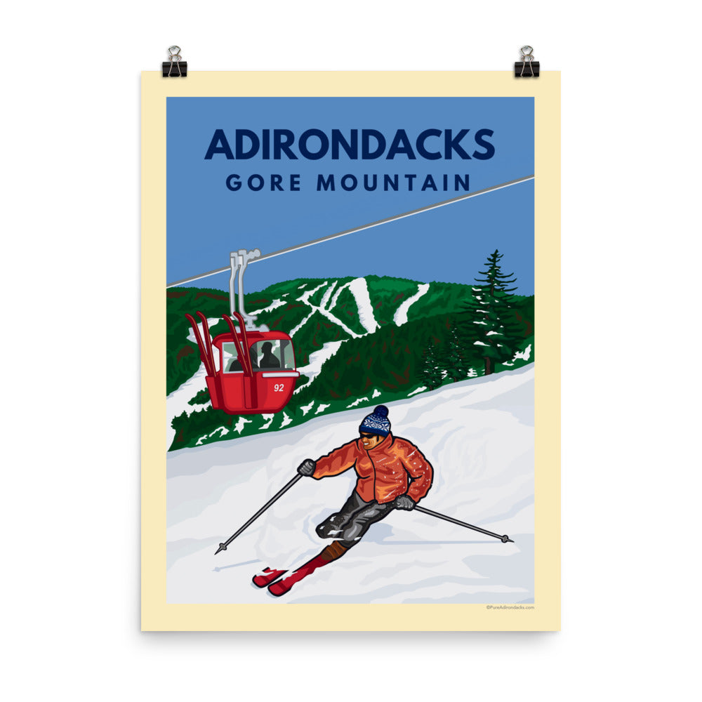 Fresh Tracks at Gore Mountain Poster - Premium Ski & Snowboard Wall Art for Home, Office & Cabin Decor