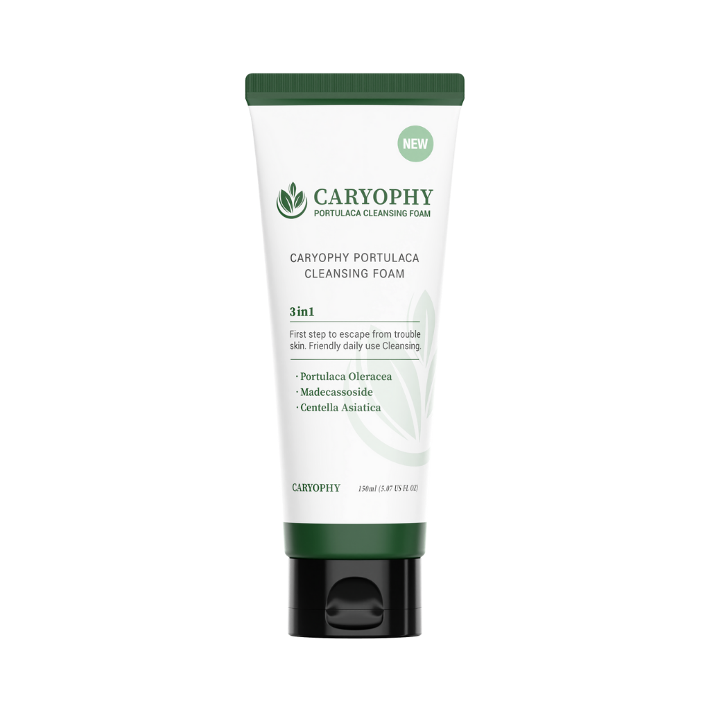 CARYOPHY Portulaca Cleansing Foam 150ml - Gentle Face Wash for Acne & Oily Skin - Perfect for Daily Skincare Routine & Travel