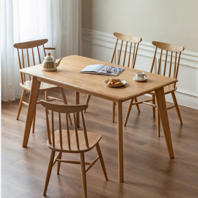 Solid Oak and Ash Wood Nordic Dining Table - Modern Scandinavian Style for Home, Kitchen, and Dining Room Decor