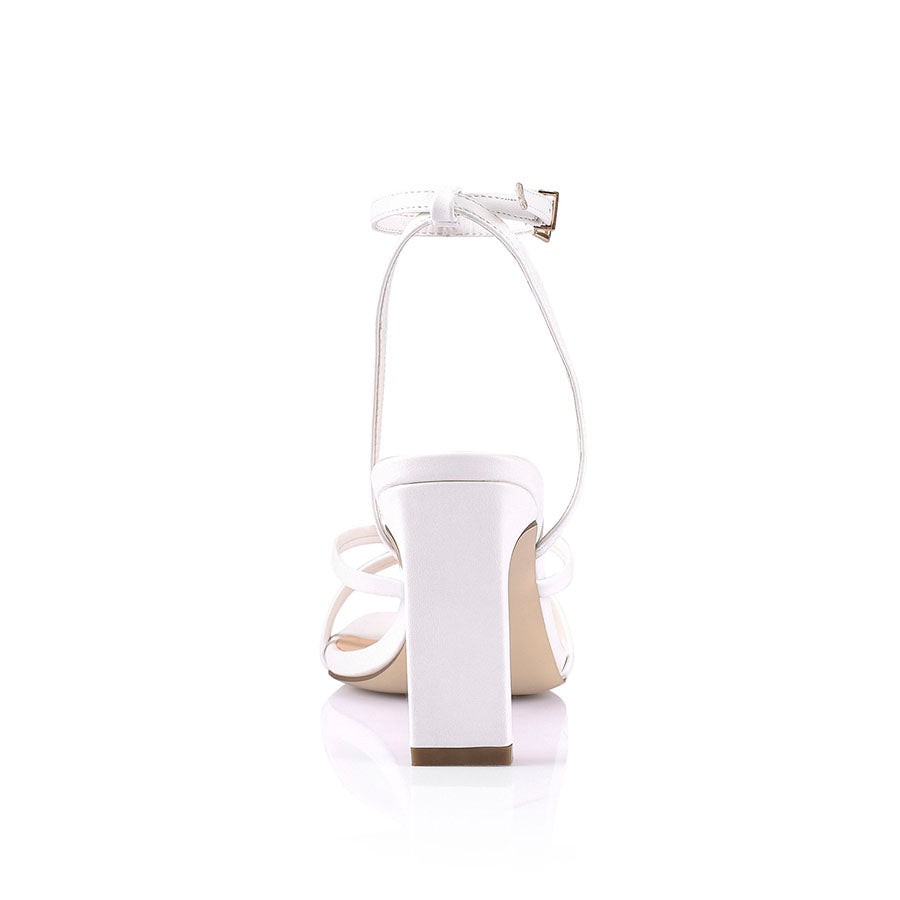 Kipp Strappy Heels - Women's Chunky High Heel Sandals in Chalk White | Perfect for Summer Weddings, Date Nights & Office Wear