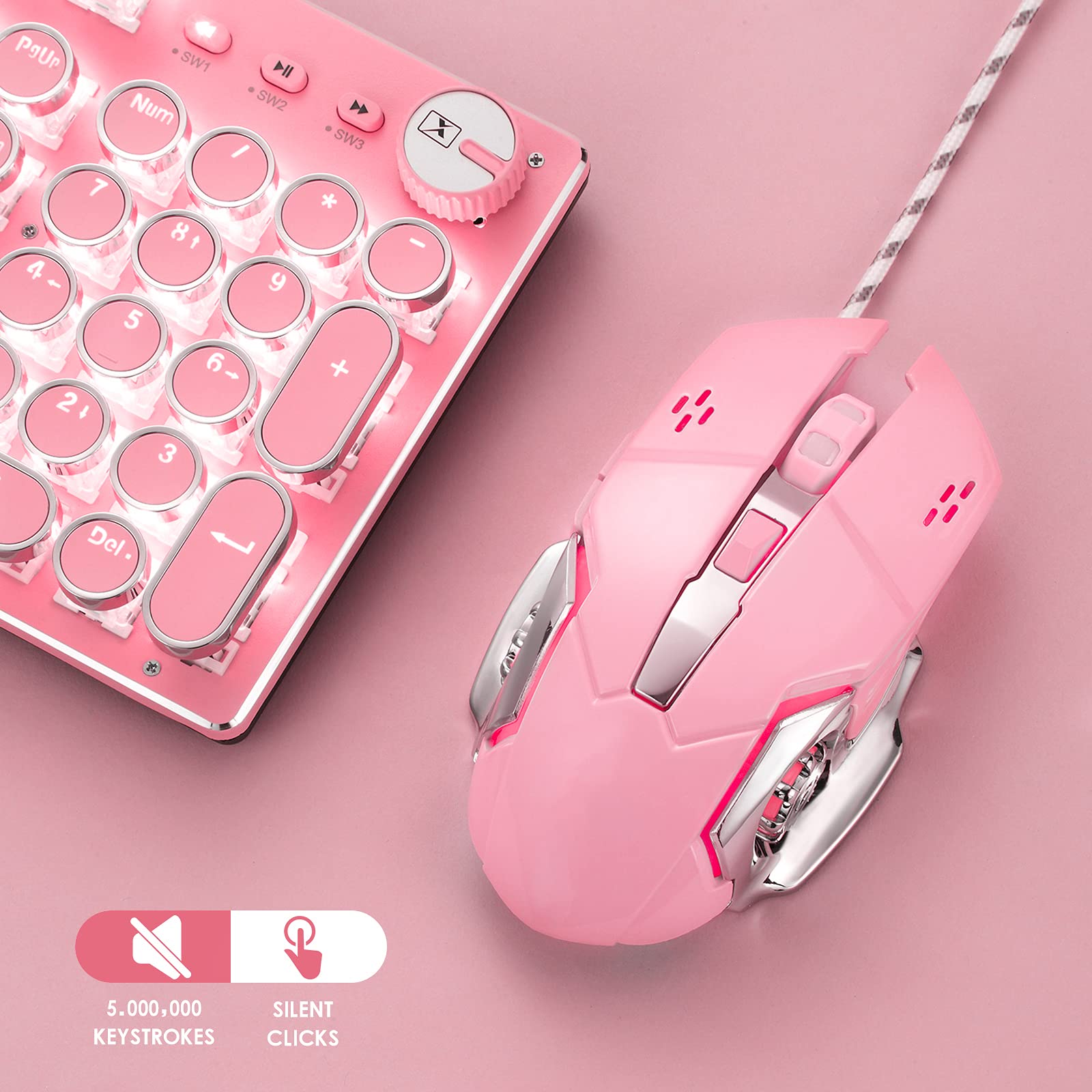 Basaltech Wired Gaming Mouse - 6 Button Ergonomic PC Mouse for Desktop/Laptop/Mac with 4 Adjustable DPI (800-3200) & RGB Backlight - Perfect for Professional Gaming, Office Work, and Everyday Computer Use