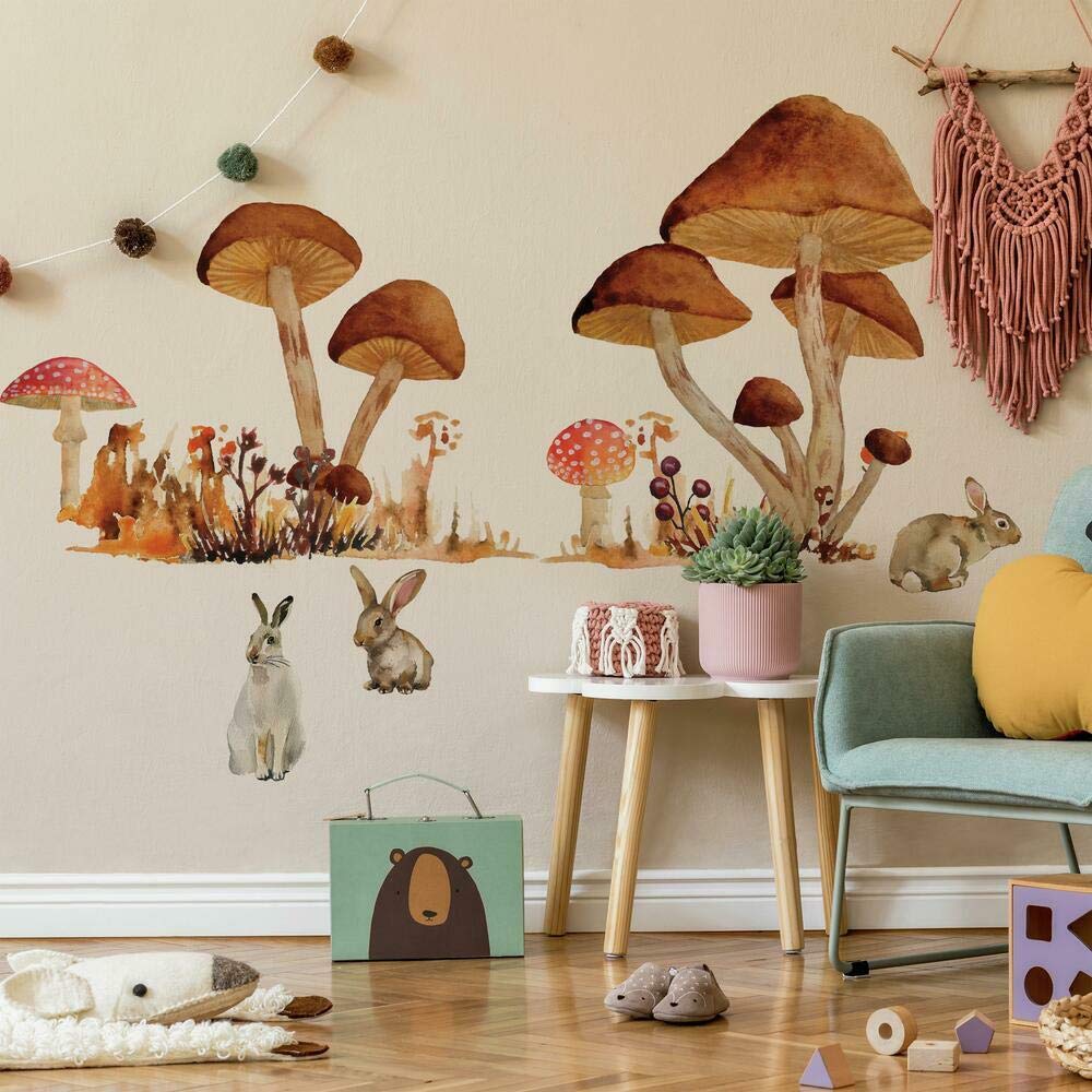 RoomMates RMK4411TBM Giant Mushroom Peel and Stick Wall Decals - XL Removable Wall Stickers for Kids Bedroom, Nursery, Playroom Decor
