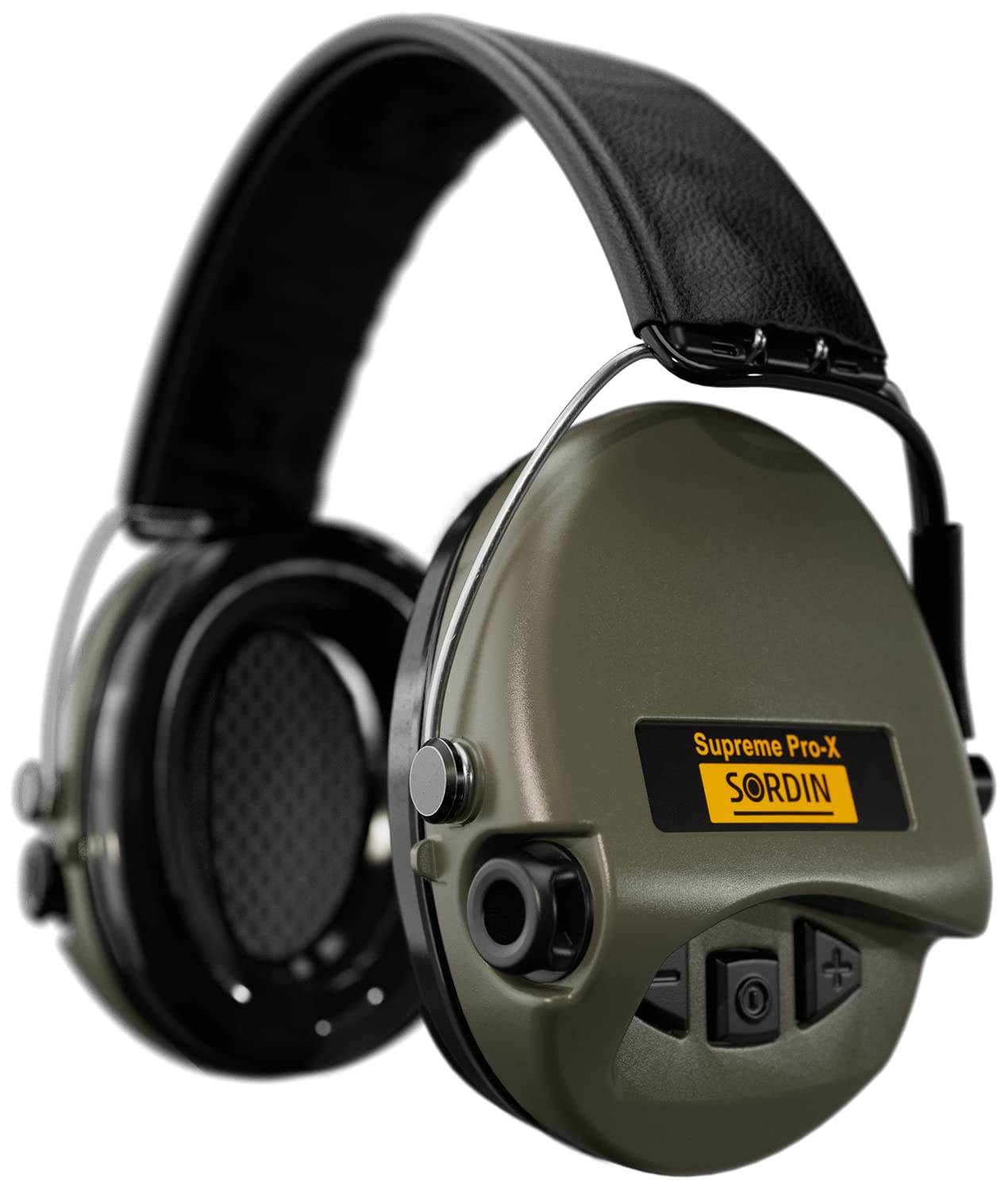 Sordin Supreme Pro-X Electronic Ear Muffs for Hunting & Shooting - Active Noise Reduction with Leather Headband & Gel Cushions - Perfect for Shooting Ranges, Hunting Trips & Outdoor Sports