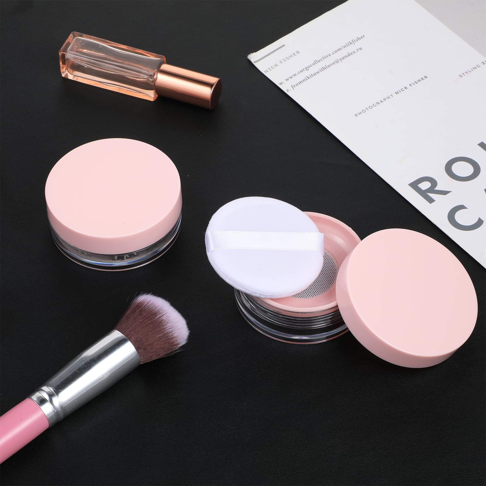 2 Pack 10ml Empty Loose Powder Containers with Sponge Puff - Leakproof Reusable Plastic Makeup Powder Case for Setting Powder & Mineral Foundation - Perfect for Travel, Touch-ups & Professional Makeup Kits