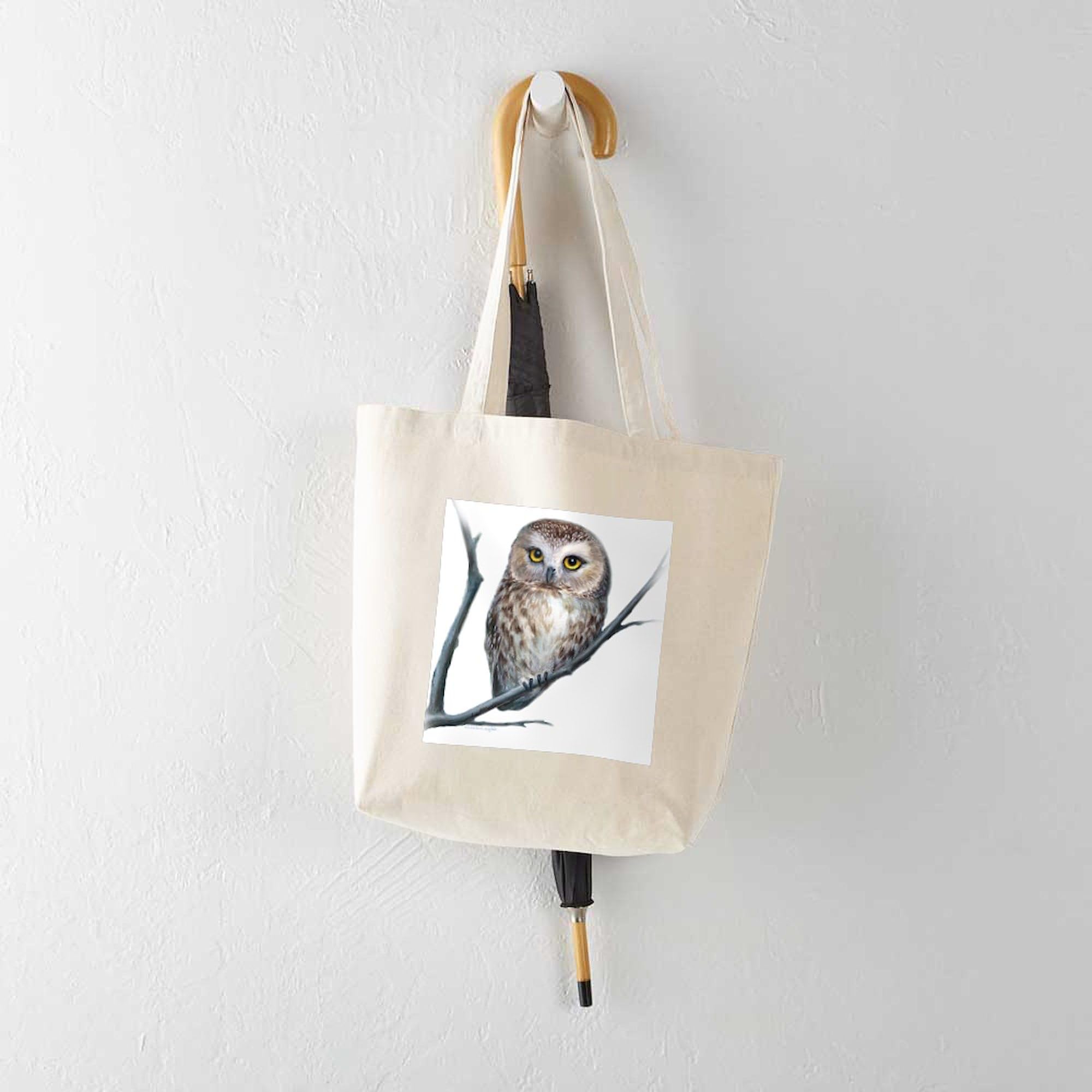 Little Owl Tote Bag - Natural Canvas Reusable Shopping Bag for Women & Men - Eco-Friendly Grocery Tote for Farmers Market, Beach & Daily Use