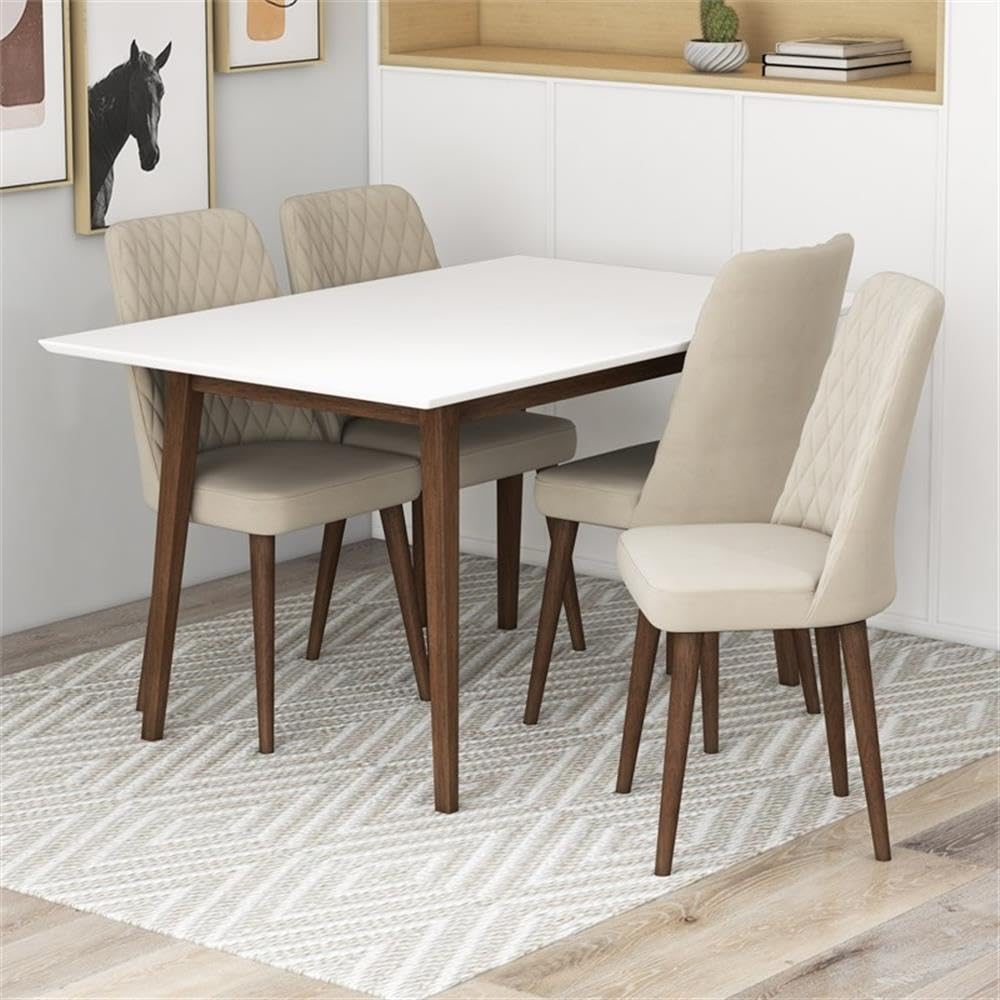 Mid Century Modern Kitchen Table and Chairs Set for 4 - Retro Dining Furniture for Small Spaces - Perfect for Breakfast Nooks, Apartments & Cozy Family Meals