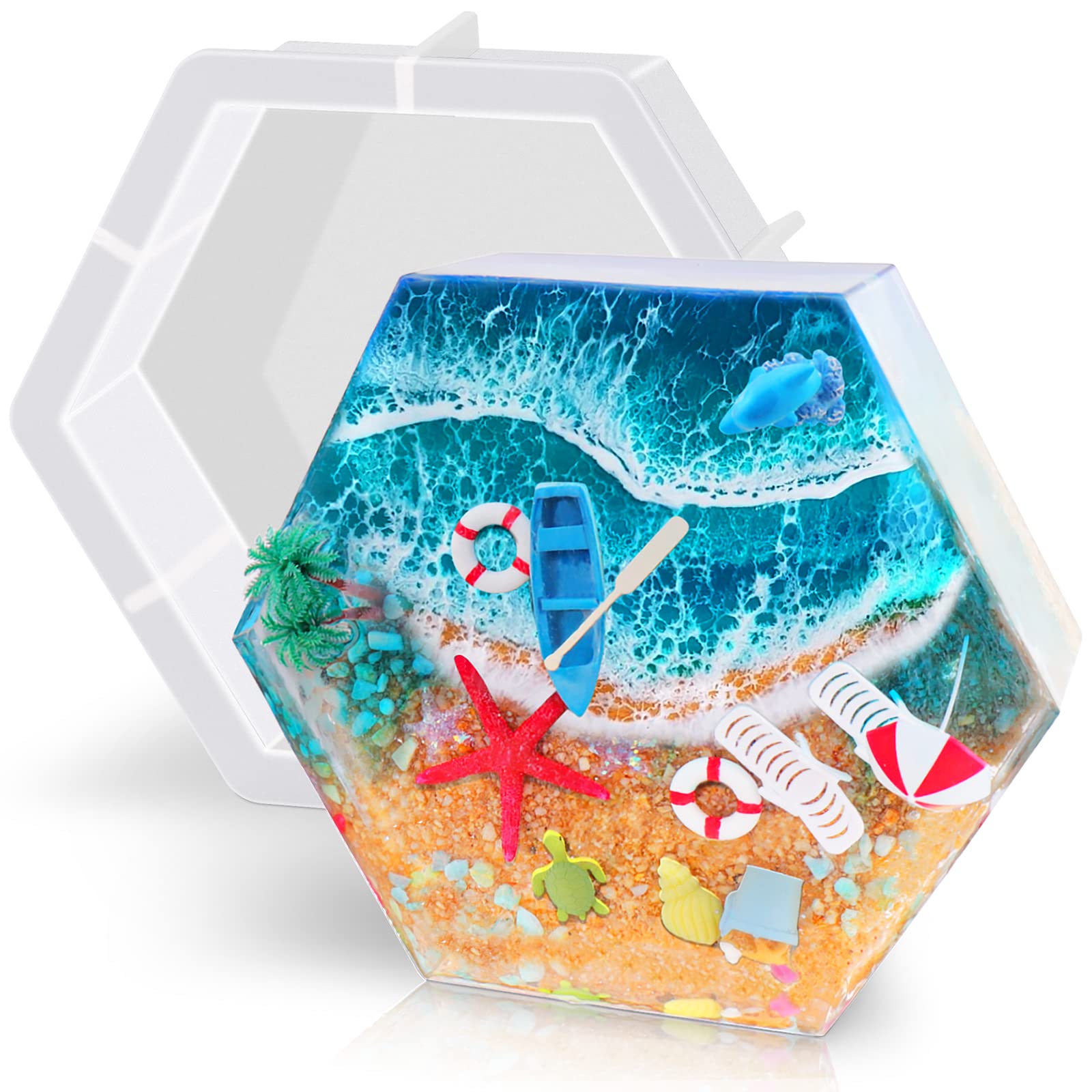 9 Inch Large Hexagon Silicone Resin Molds for Epoxy Casting - Upgraded Deep DIY Craft Molds for Wall Decor, Tabletop Display & Flower Preservation - Perfect for Home Decor, Wedding Centerpieces & DIY Art Projects