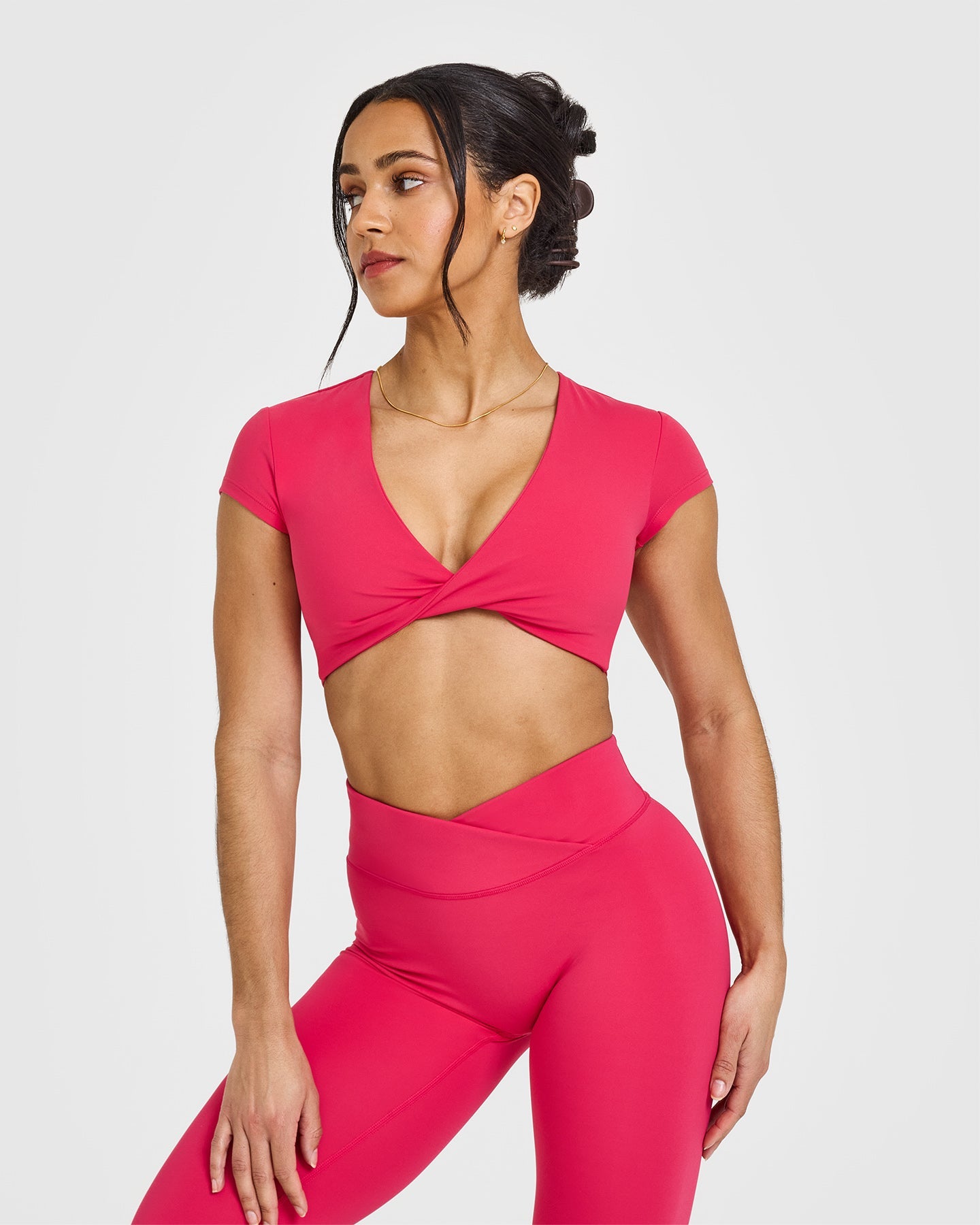 Unisex Twist Front Short Sleeve Crop Top - Berry Bloom Color | Perfect for Summer Outfits, Beach Wear & Casual Fashion