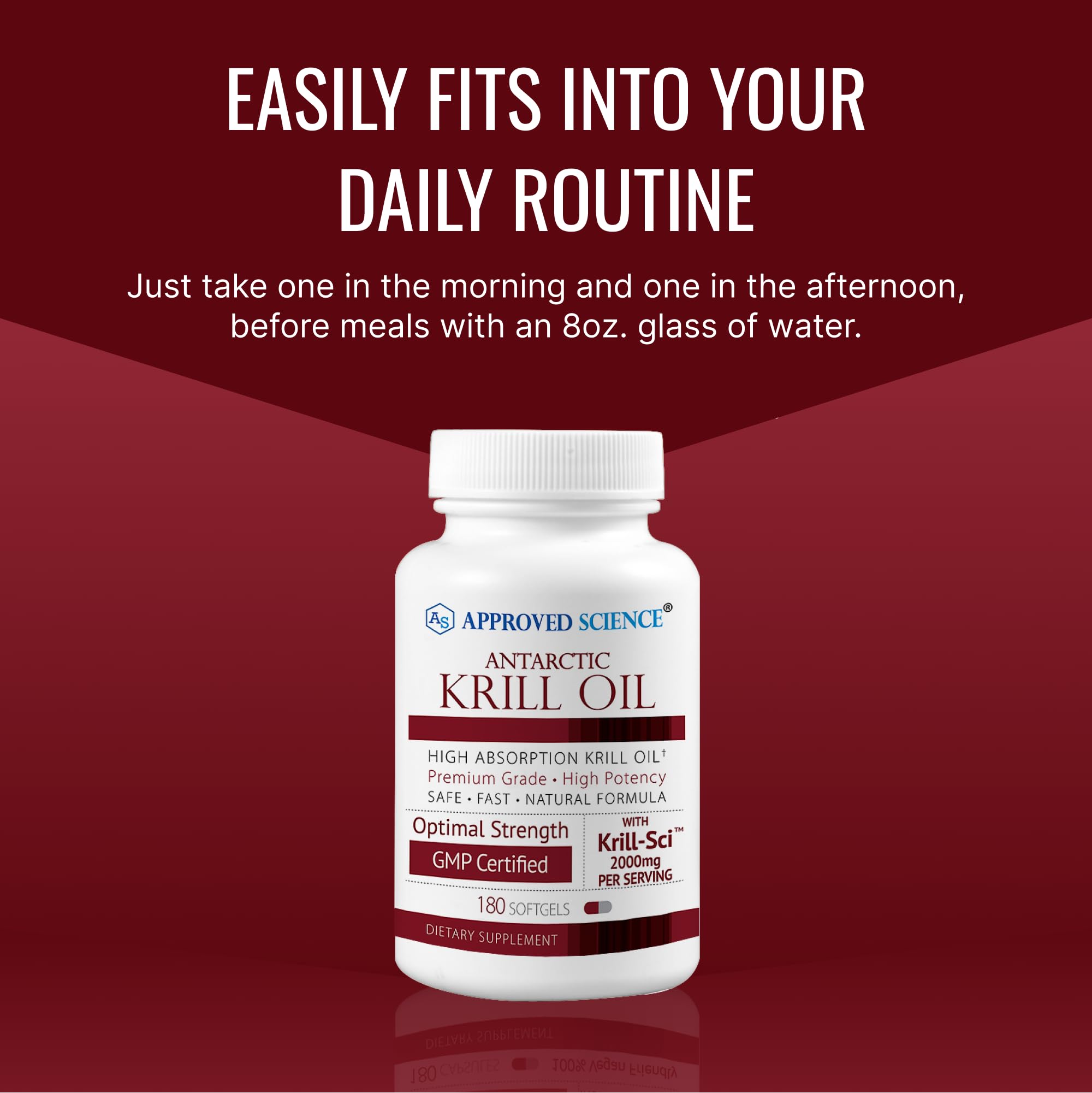 Approved Science Krill Oil 2000mg - Antarctic Krill Oil Supplement with 650mcg Astaxanthin, 260mg EPA & 160mg DHA - 180 Softgels for Heart, Brain & Joint Health - Supports Cognitive Function & Cardiovascular Wellness