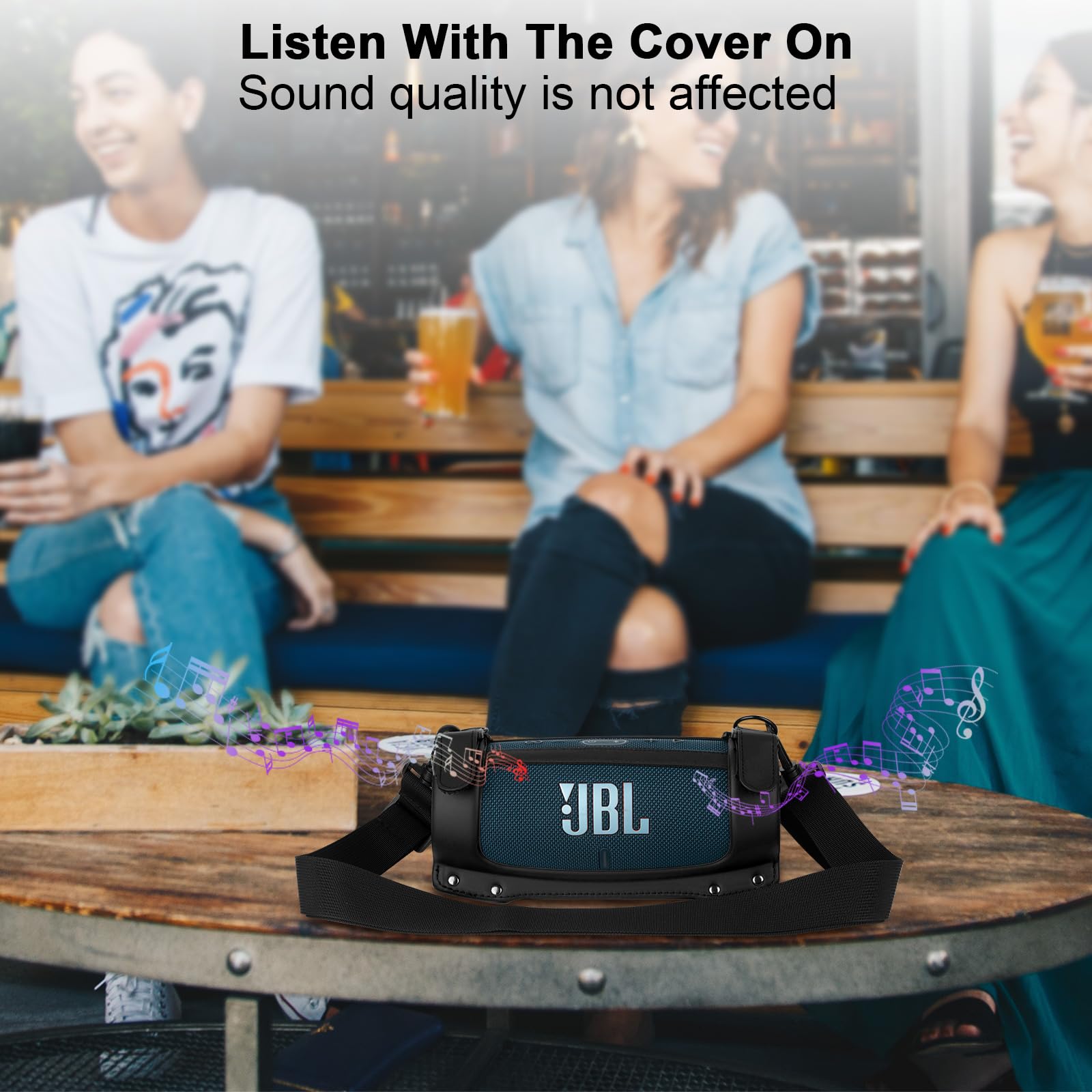 JBL Charge 4/Charge 5 Speaker Case - Waterproof EVA Travel Carrying Bag with Adjustable Shoulder Strap - Protective Cover for Outdoor, Beach, Camping & Travel (Black)
