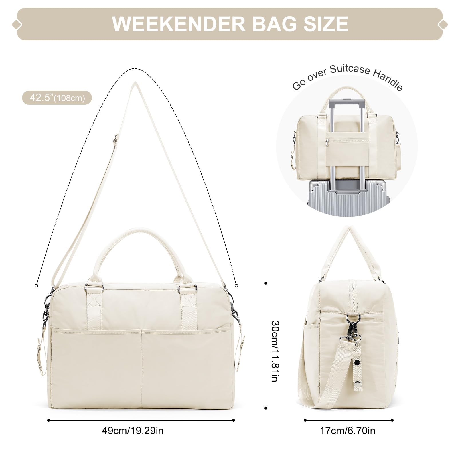 Stylish Weekender Bag for Women - Spacious Travel & Overnight Duffel with Wet Pocket & Trolley Sleeve - Perfect Carry-On Gym Bag for Sports, Workouts & Weekend Getaways