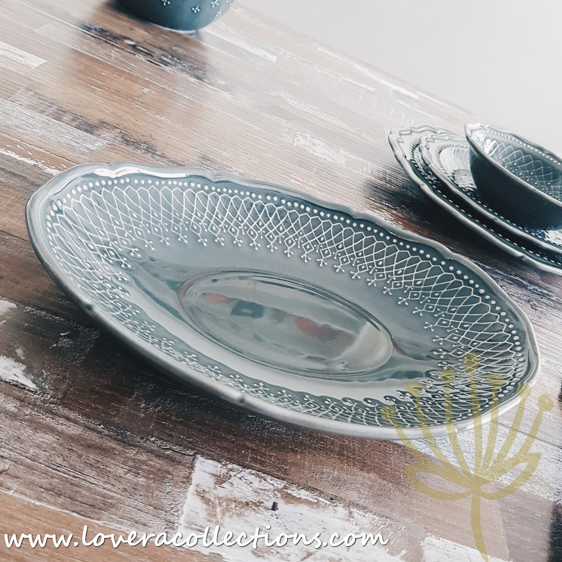French Lace Dinnerware Set - Elegant Porcelain Plates & Bowls for Formal Dining, Wedding Reception & Holiday Table Setting (50% Off Limited Time Sale)