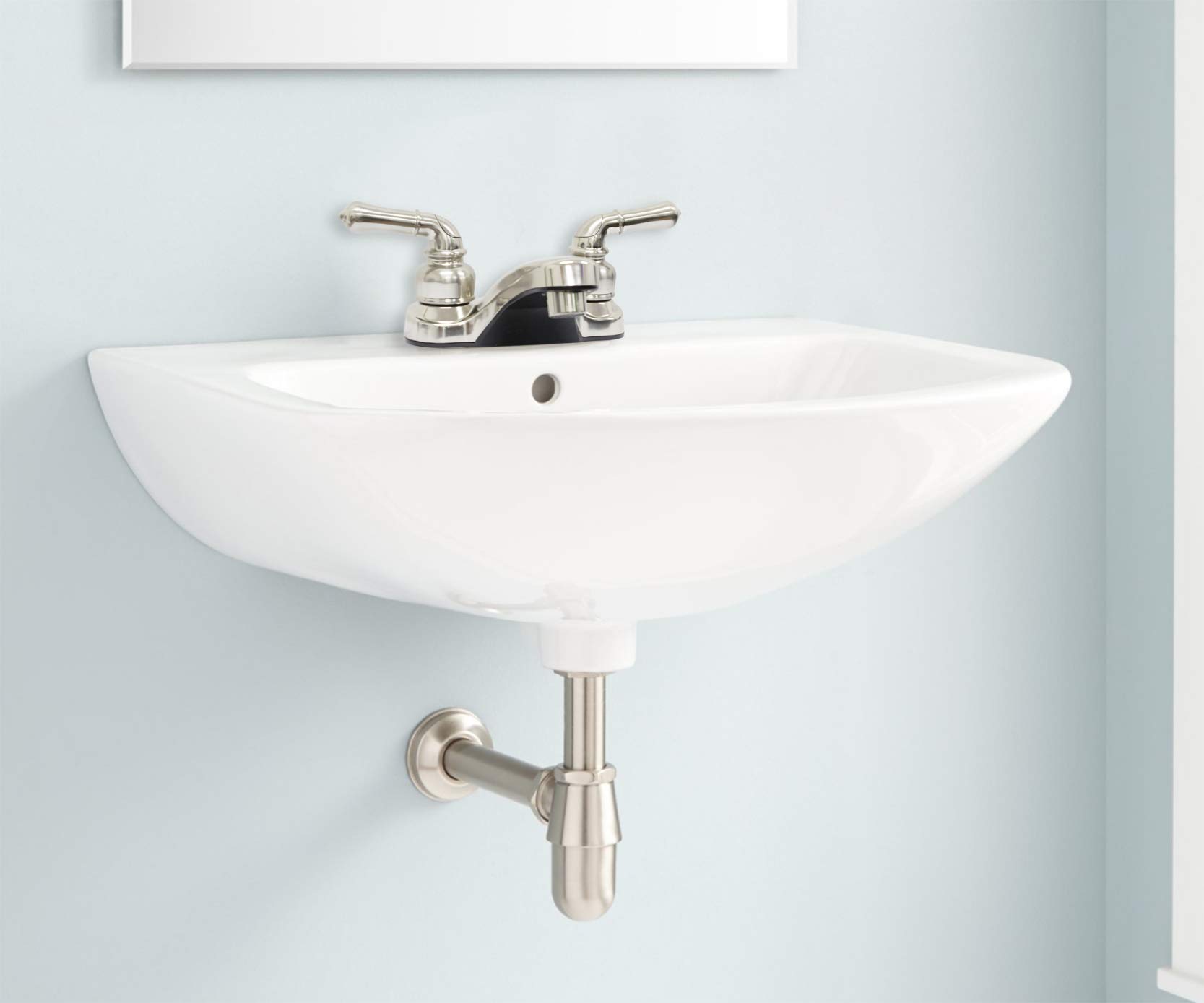 Empire Faucets RV Lavatory Faucet - 4 Inch Nickel Bathroom Sink Faucet with Water Saving Aerator & Teapot Handles for RV, Camper, Tiny House, and Mobile Home