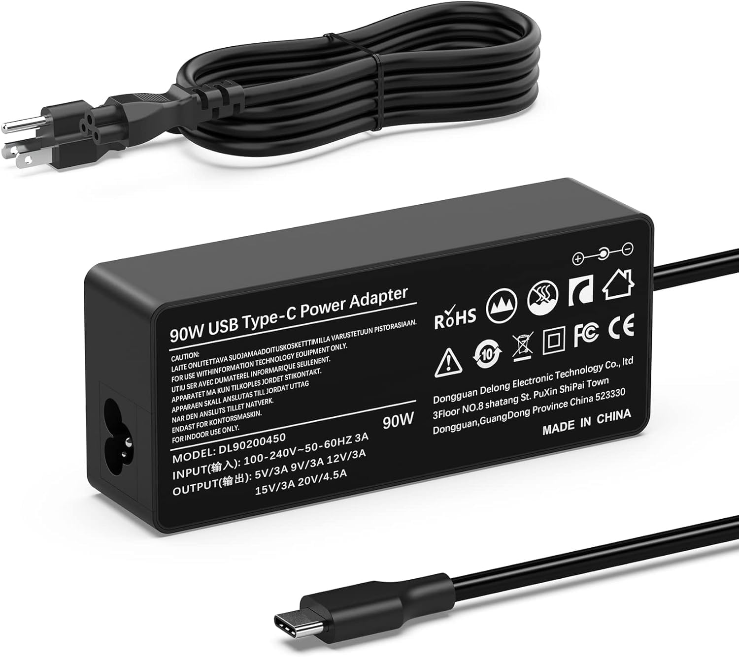 90W USB C Fast Charger for Dell, Lenovo, MacBook, HP, ASUS, Huawei & Xiaomi Laptops - Universal Type C Laptop Charger for Home, Office & Travel