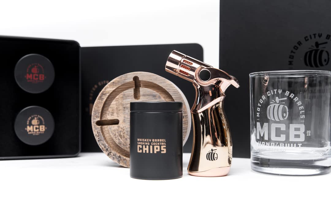 Premium Cocktail Smoker Kit with Torch & 6 Flavor Wood Chips (Vanilla, Apple Cinnamon, Lemon, Orange, Cherry, Banana Cream) - Infusion Series Smoking Set for Home Bars, Parties & Mixology Enthusiasts