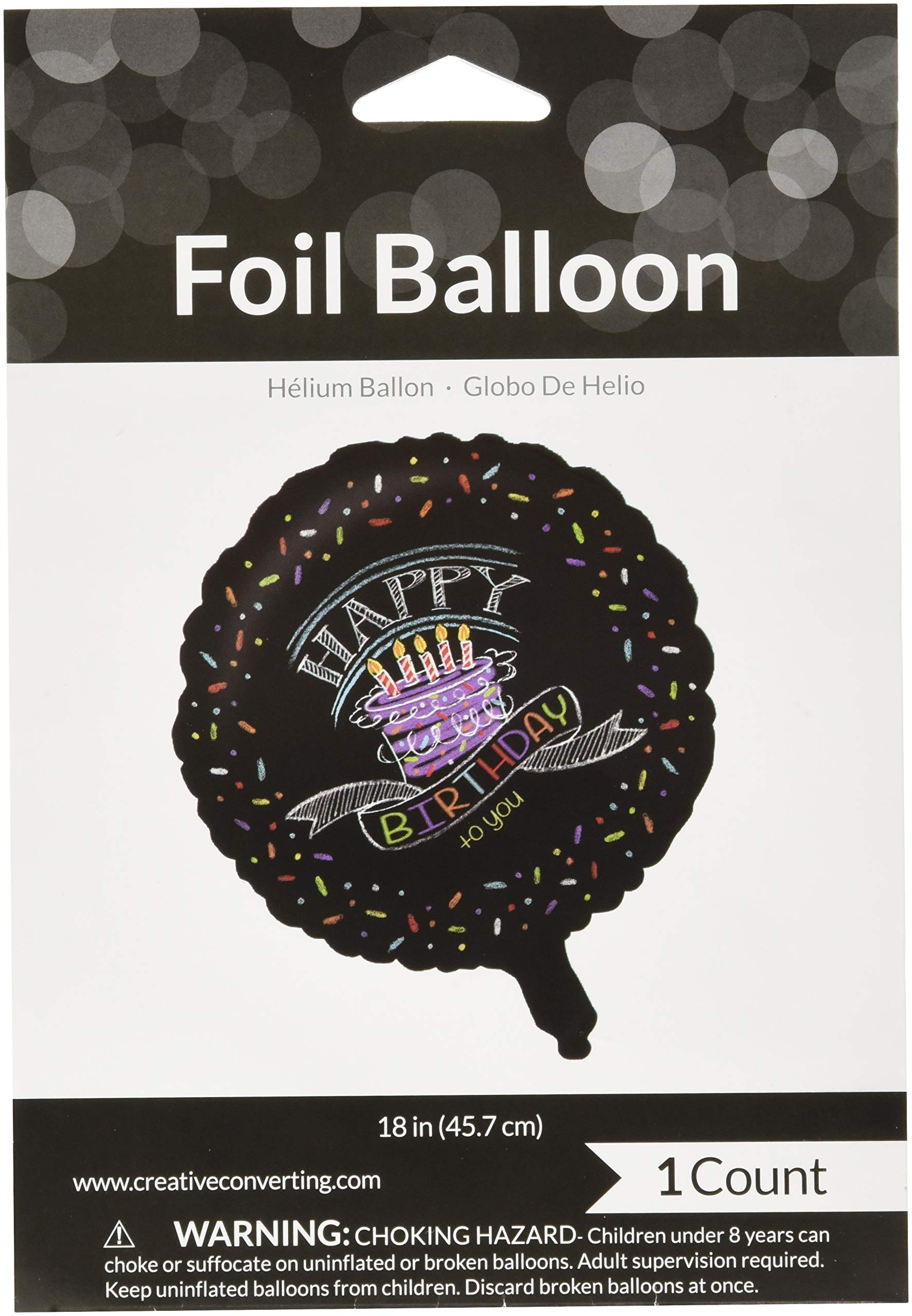 Creative Converting 45971 Multicolor Chalk Birthday Foil Balloons - Party Decorations & Celebration Supplies for Birthdays, Baby Showers, Graduations & Special Events