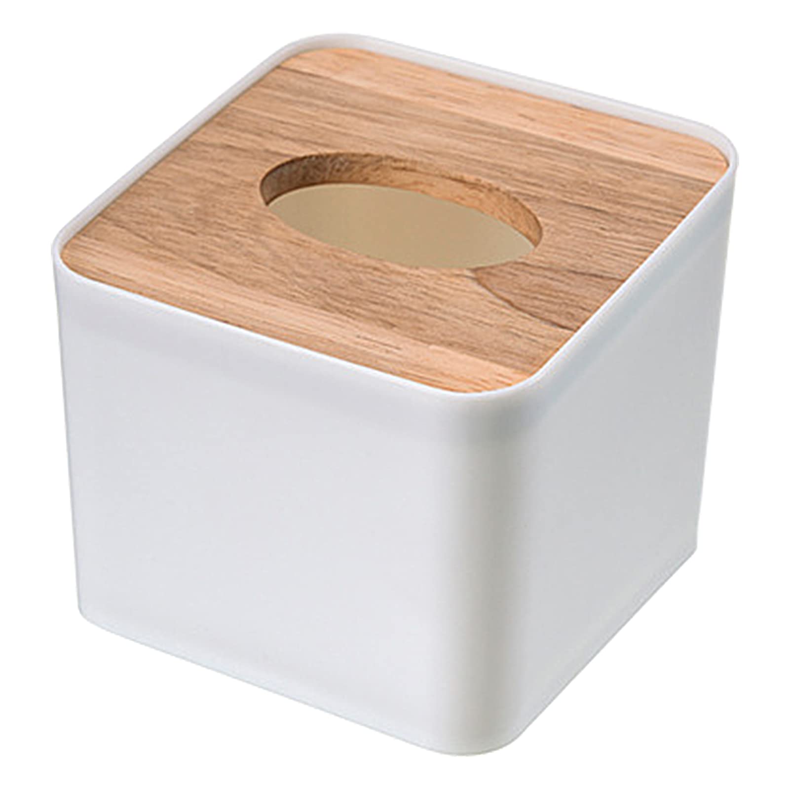 Sturdy White Tissue Box Cover for Disposable Facial Tissues - Mini Square Tissue Dispenser Holder for Bathroom, Kitchen, Office & Living Room - Durable Paper Towel Rack for Home & Workplace Use