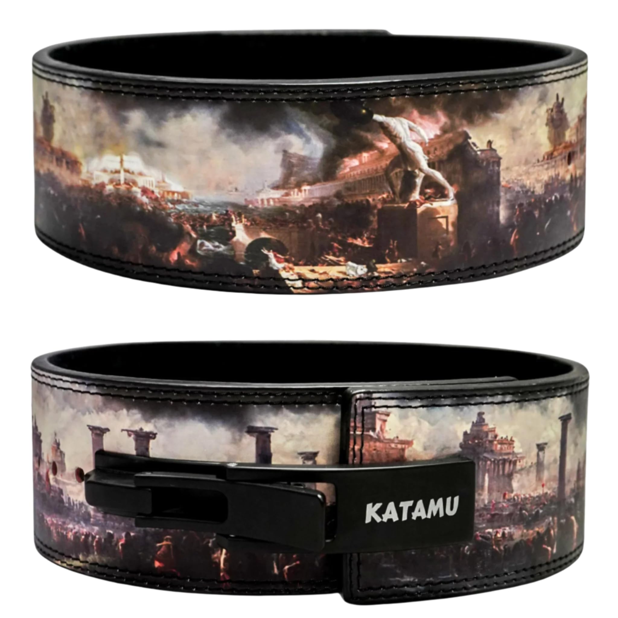 Katamu Premium Leather Lever Weight Lifting Belt for Men & Women - Powerlifting, CrossFit, Gym Workout Belt - Heavy Duty Support for Deadlifts, Squats & Weight Training - Adjustable Fitness Belt for Strength Training