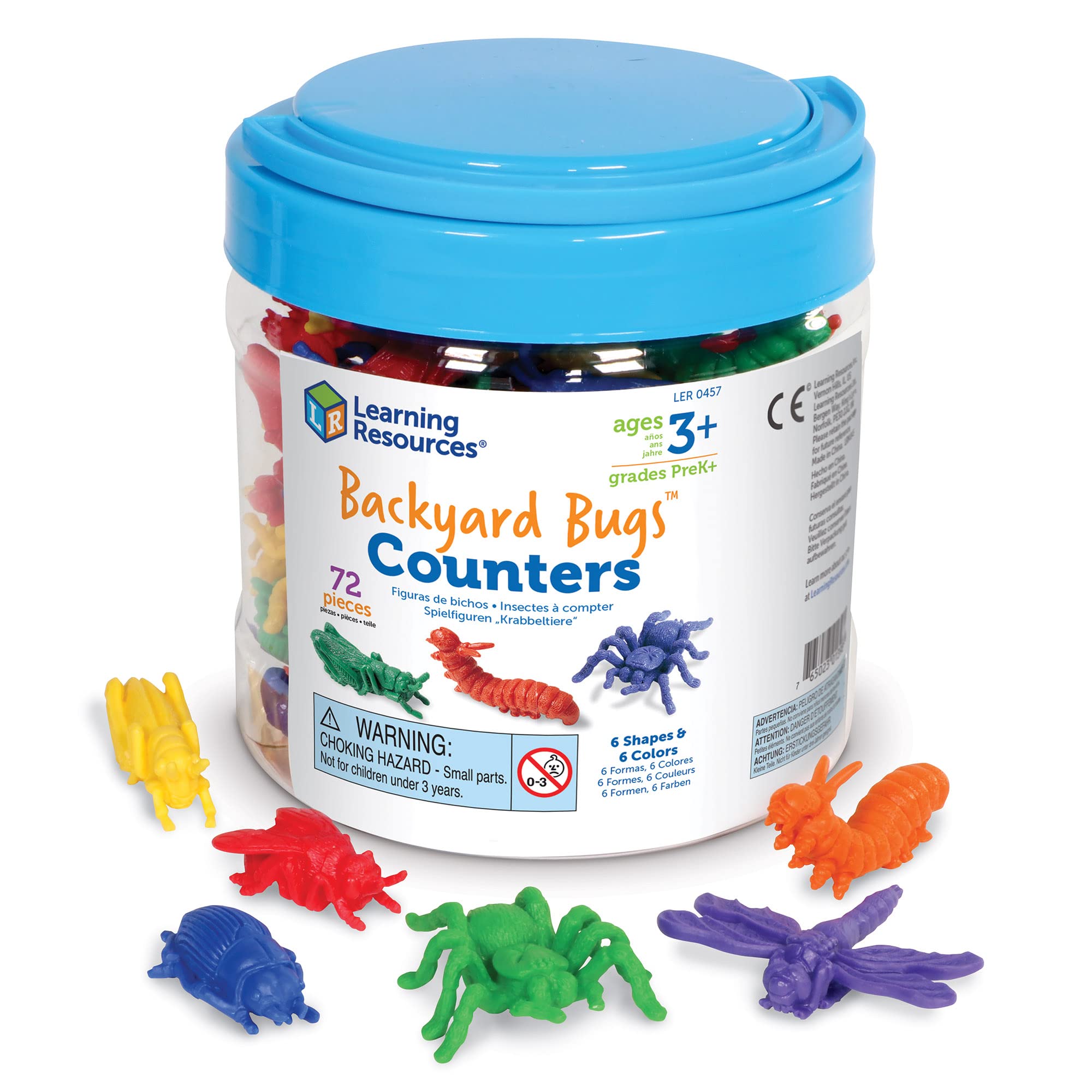 Learning Resources Backyard Bugs Counters - 72 Piece Educational Counting & Sorting Toys for Toddlers & Preschoolers Ages 3+, STEM Math Manipulatives for Classroom & Homeschool Learning - Perfect for Counting Games, Sorting Activities & Early Math Skills Development