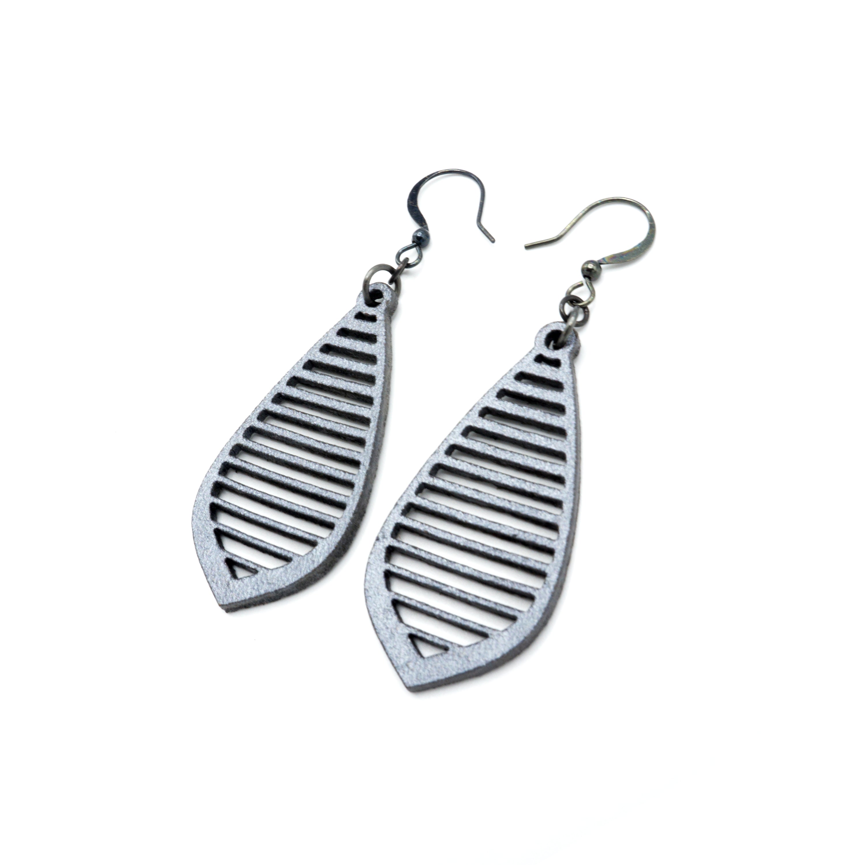 Gem Point 11 [S] Silver Leather Earrings for Women - Boho Chic Handmade Jewelry for Casual Wear & Special Occasions