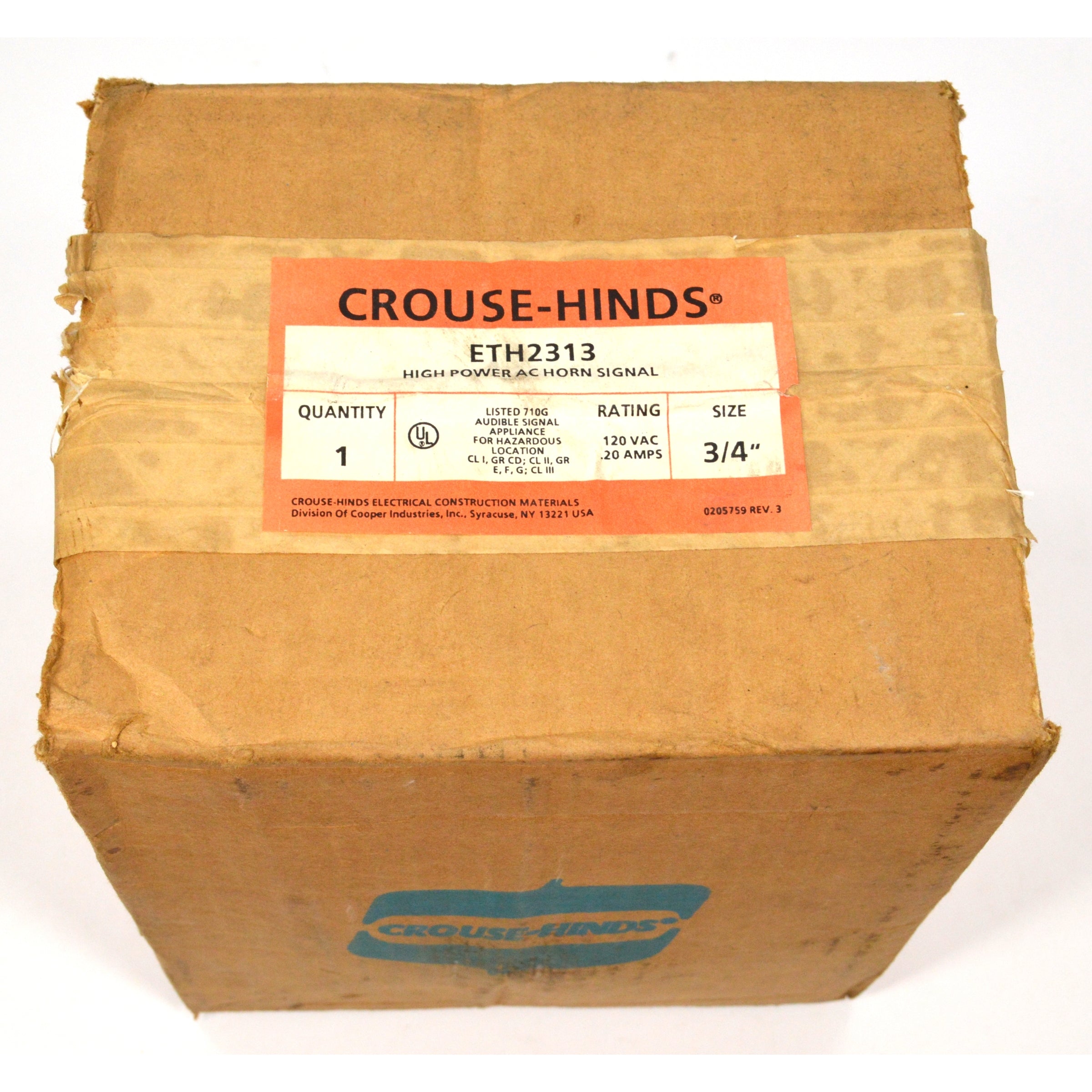 CROUSE HINDS ETH2313 High Power AC Horn Signal 120V 3/4