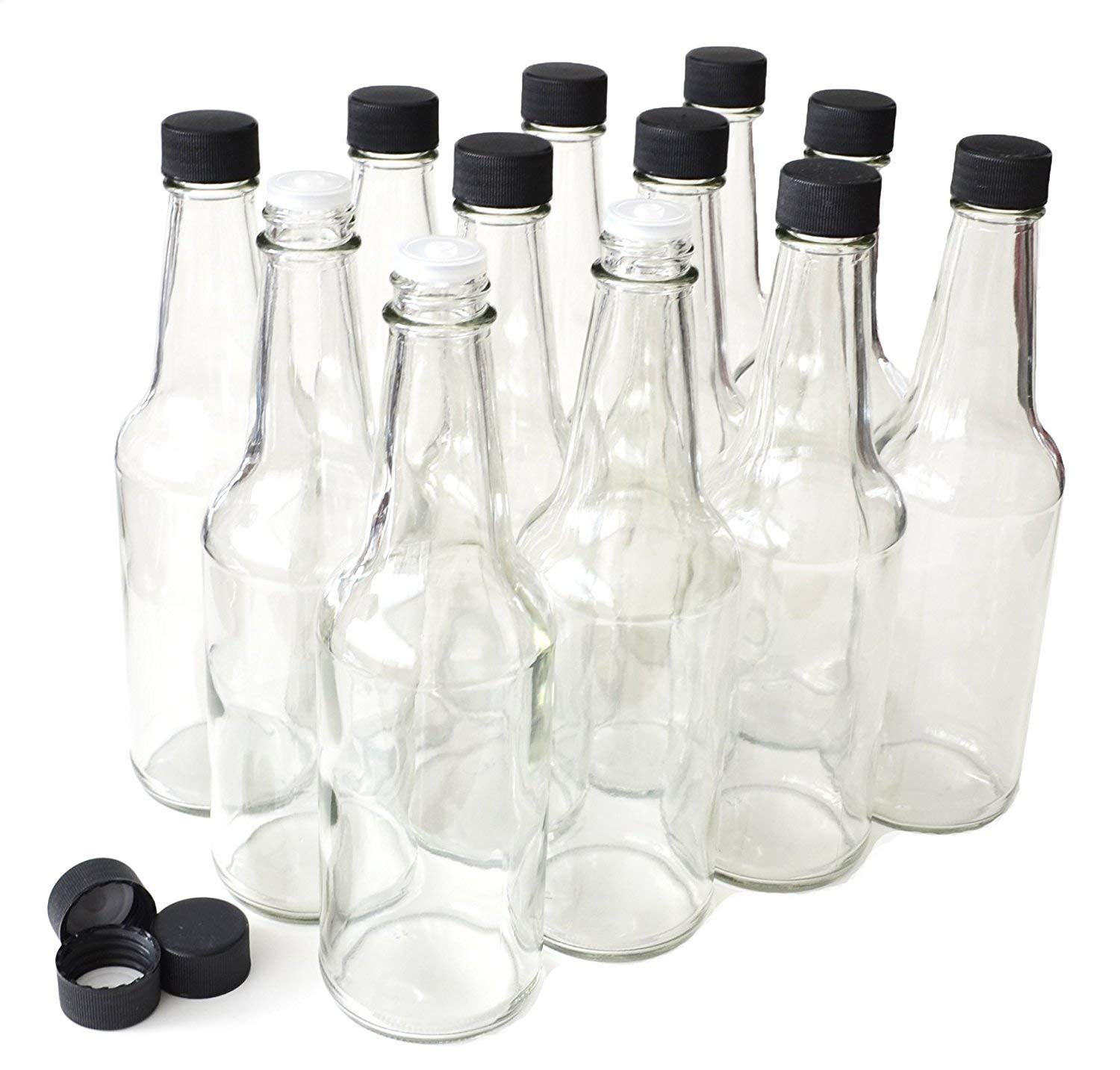 Premium Hot Sauce Bottles 10oz - 12 Pack Empty Glass Bottles for Homemade Hot Sauce, BBQ Sauce & Salad Dressing - Perfect for Restaurants, Catering & Home Kitchens