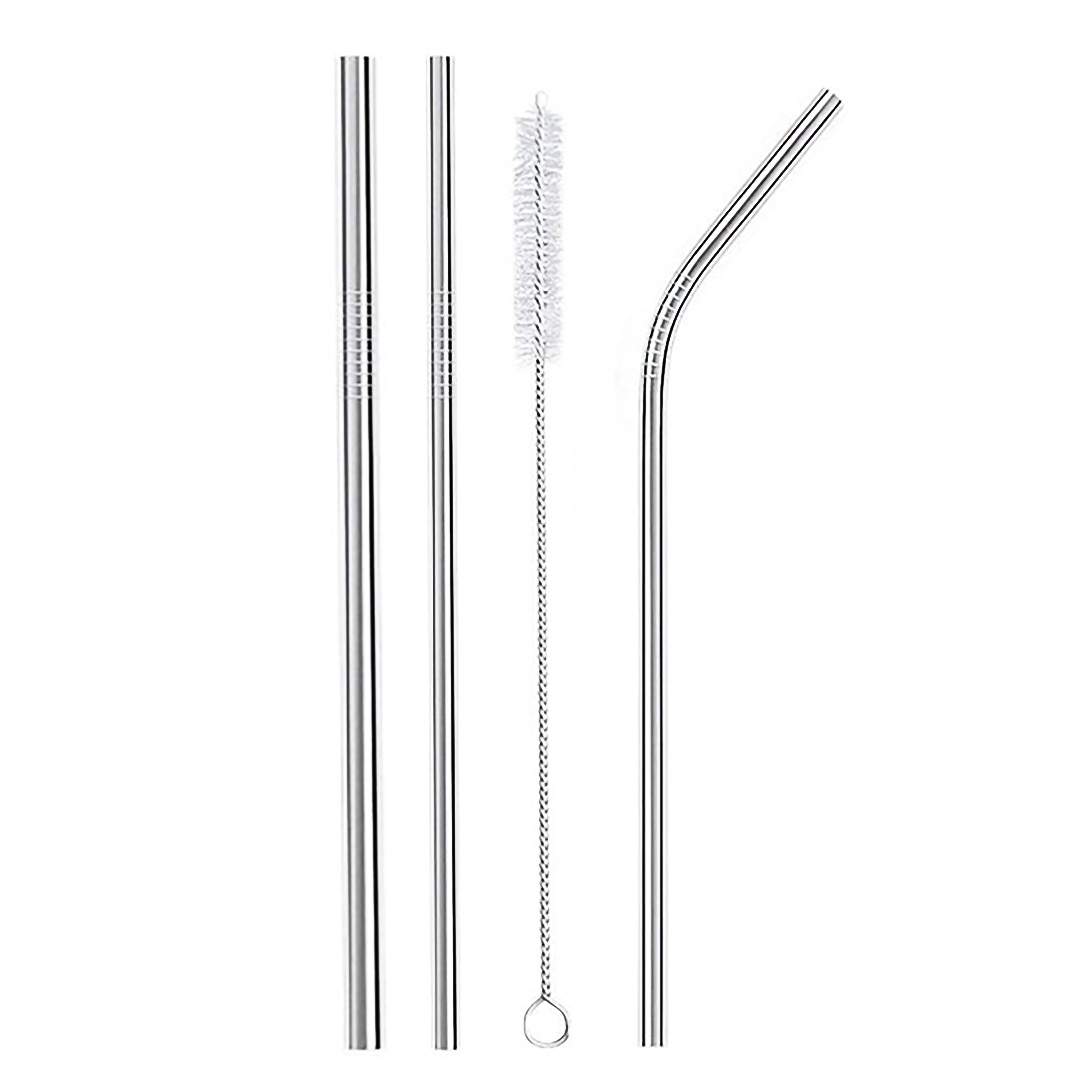 Eco-Friendly Stainless Steel Straw Set with Vegan Cleaning Brush - Reusable Metal Straws for Smoothies, Iced Coffee & Cocktails at Home or On-The-Go